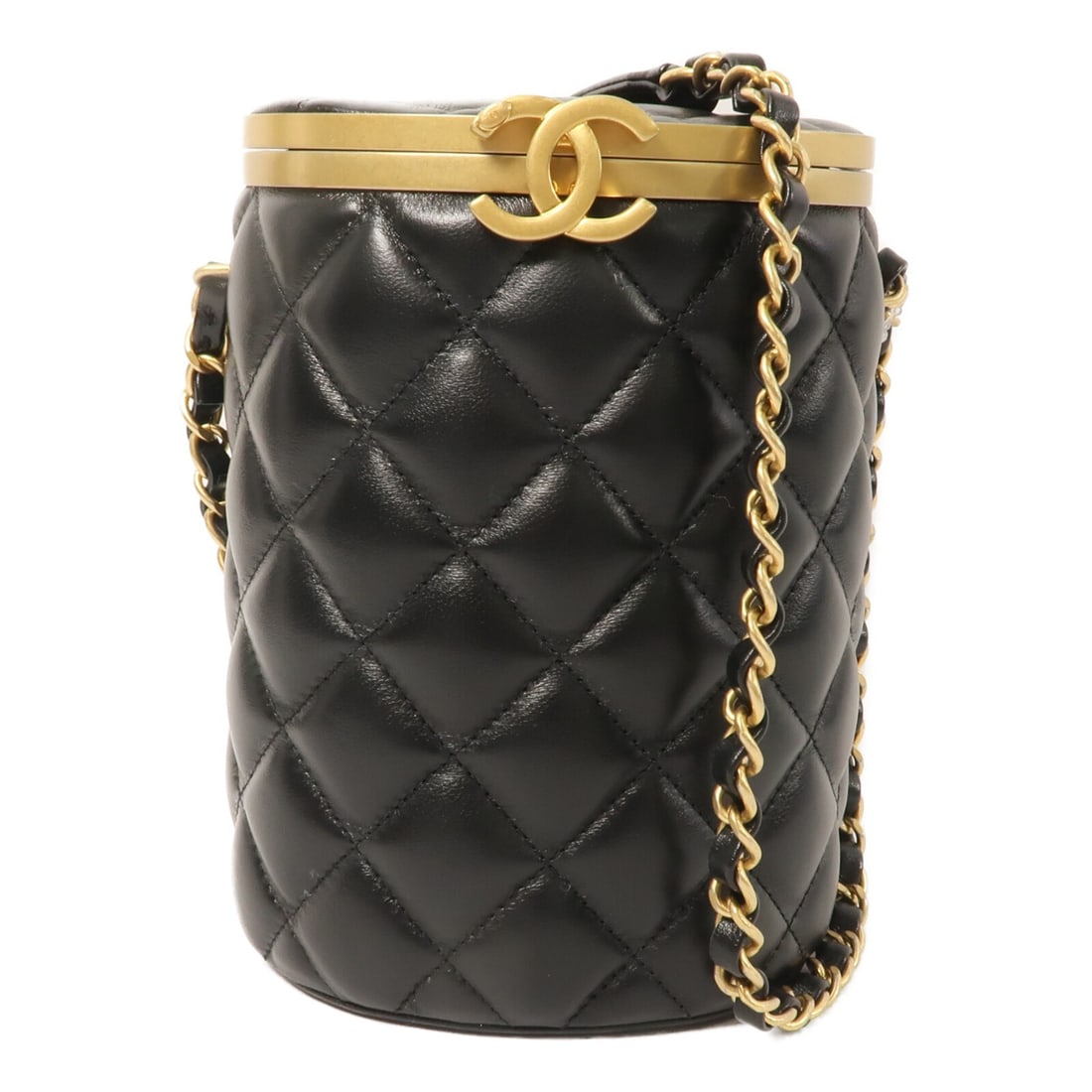CHANEL Vanity Chain Shoulder Bag Black Lambskin GHW AS2641: CHANEL Vanity Chain Shoulder Bag Black Lambskin GHW AS2641 This CHANEL shoulder bag features a classic black lambskin leather exterior and gold-tone hardware. Designed in a vanity style, the bag offer