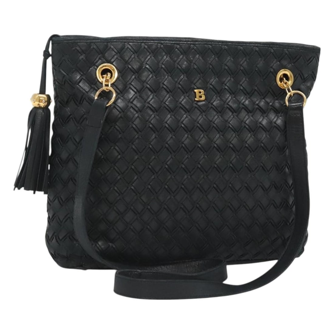 Bally Vintage Black Leather Shoulder Bag: Bally Vintage Black Leather Shoulder Bag This Bally vintage shoulder bag is crafted from quilted black leather and designed for women. Made in Italy, the bag features a classic silhouette with visible