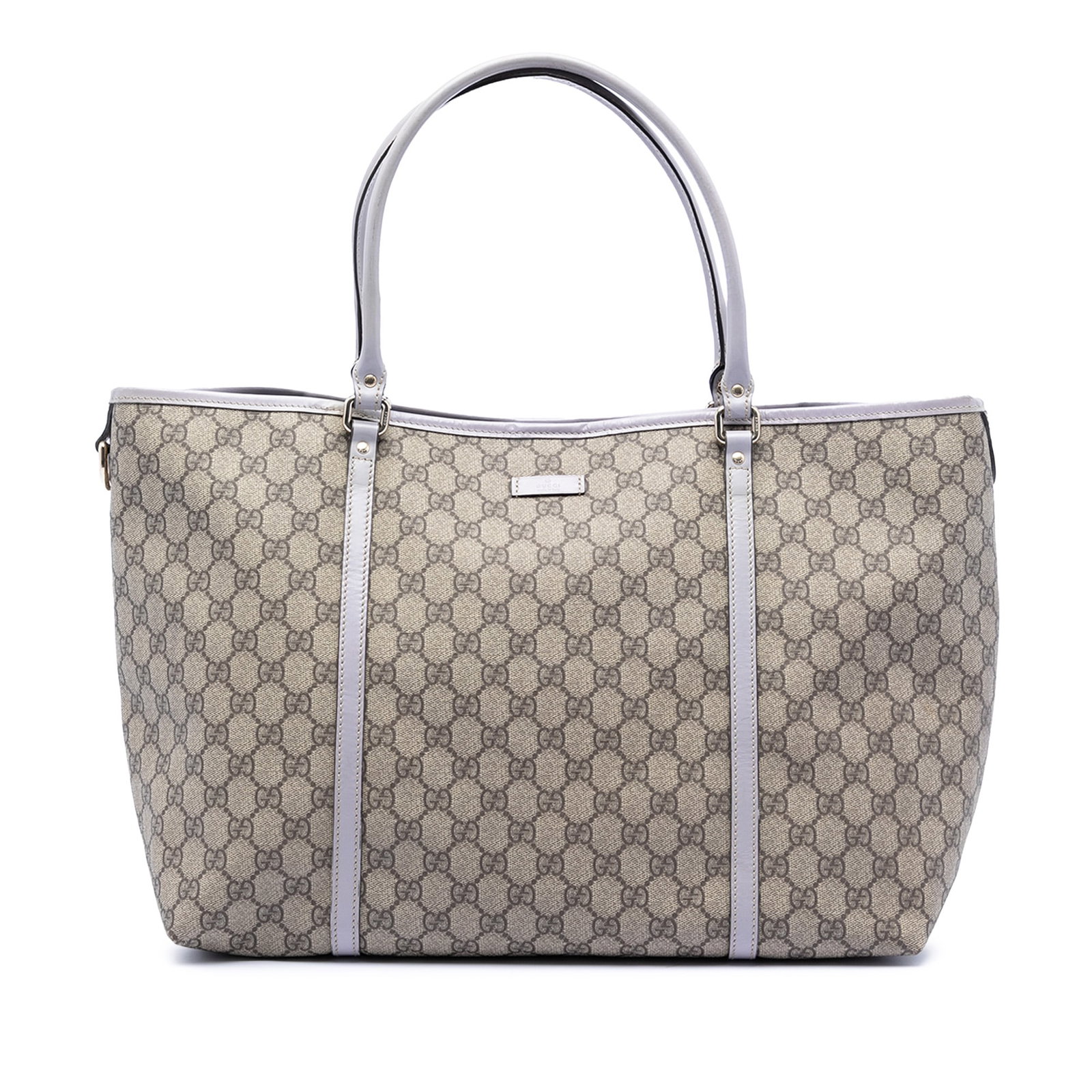 Gucci Joy Tote Large GG Supreme Coated Canvas with Leather Trim: Gucci Joy Tote Large GG Supreme Coated Canvas with Leather Trim This Gucci Large GG Supreme Joy Tote features a coated canvas body with leather trim, rolled leather handles, an open top with magnetic 