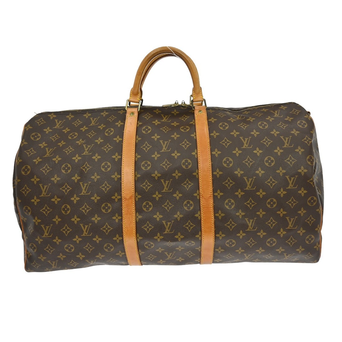 Louis Vuitton Monogram Keepall Bandouliere 60 Travel Duffle Bag: Louis Vuitton Monogram Keepall Bandouliere 60 Travel Duffle Bag This Louis Vuitton Keepall Bandouliere 60 is an extra-large duffle handbag crafted from signature monogram canvas leather in brown. Feat