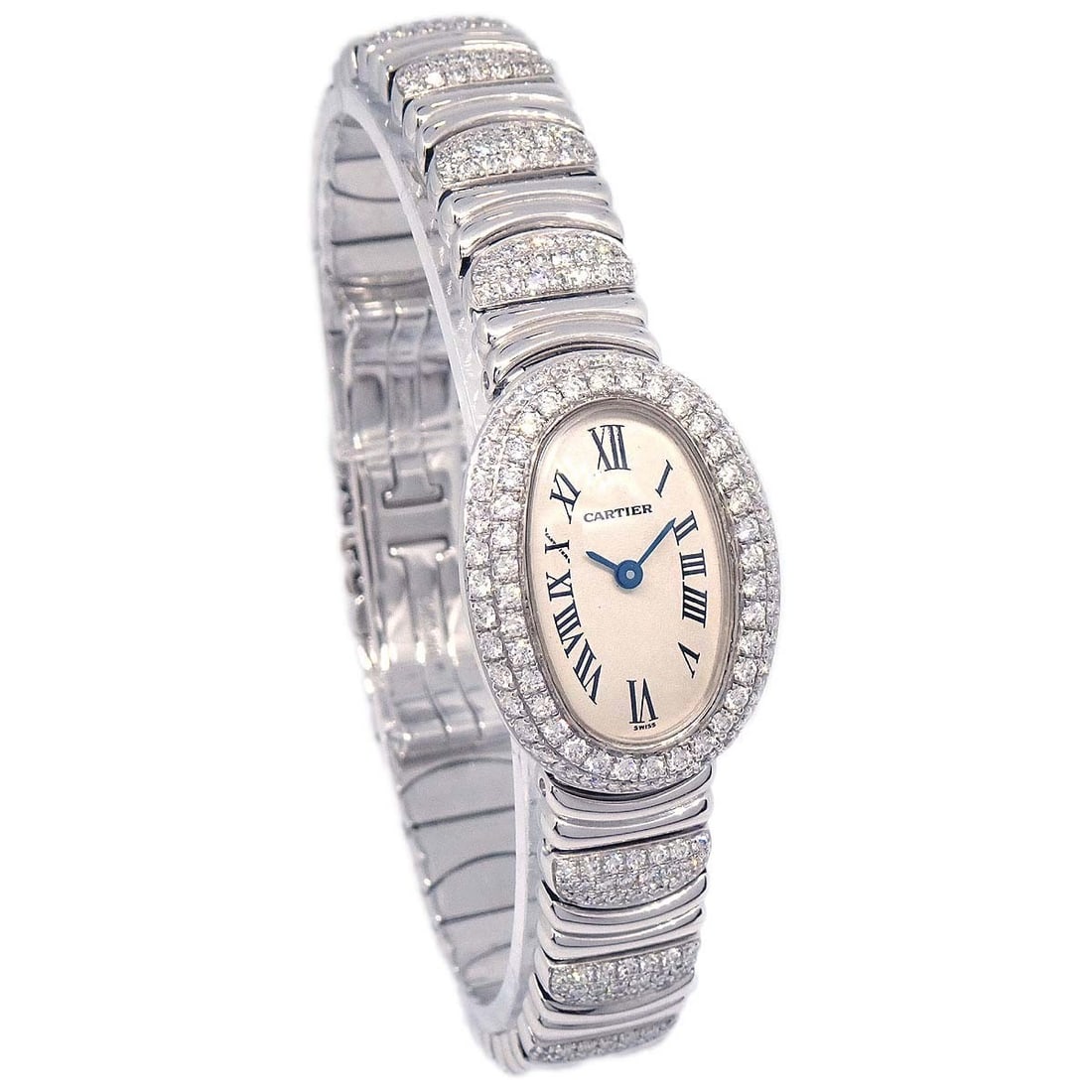 Cartier Mini Baignoire 18KWG Diamond Quartz Wristwatch (1 of 10)