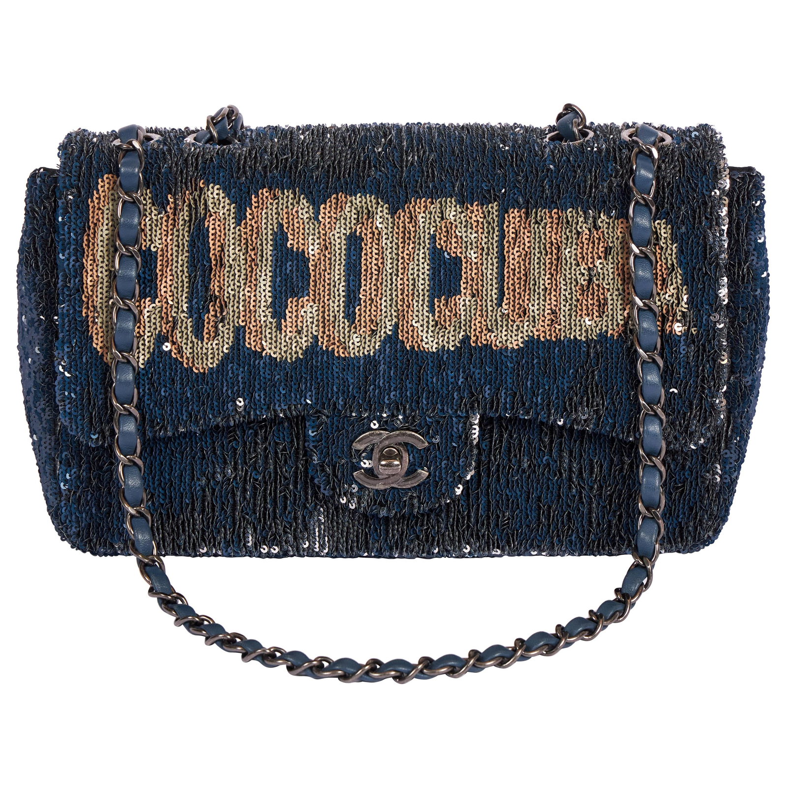 Chanel Limited Edition Mint Coco Cuba Sequins Bag Blue with Box (1 of 8)