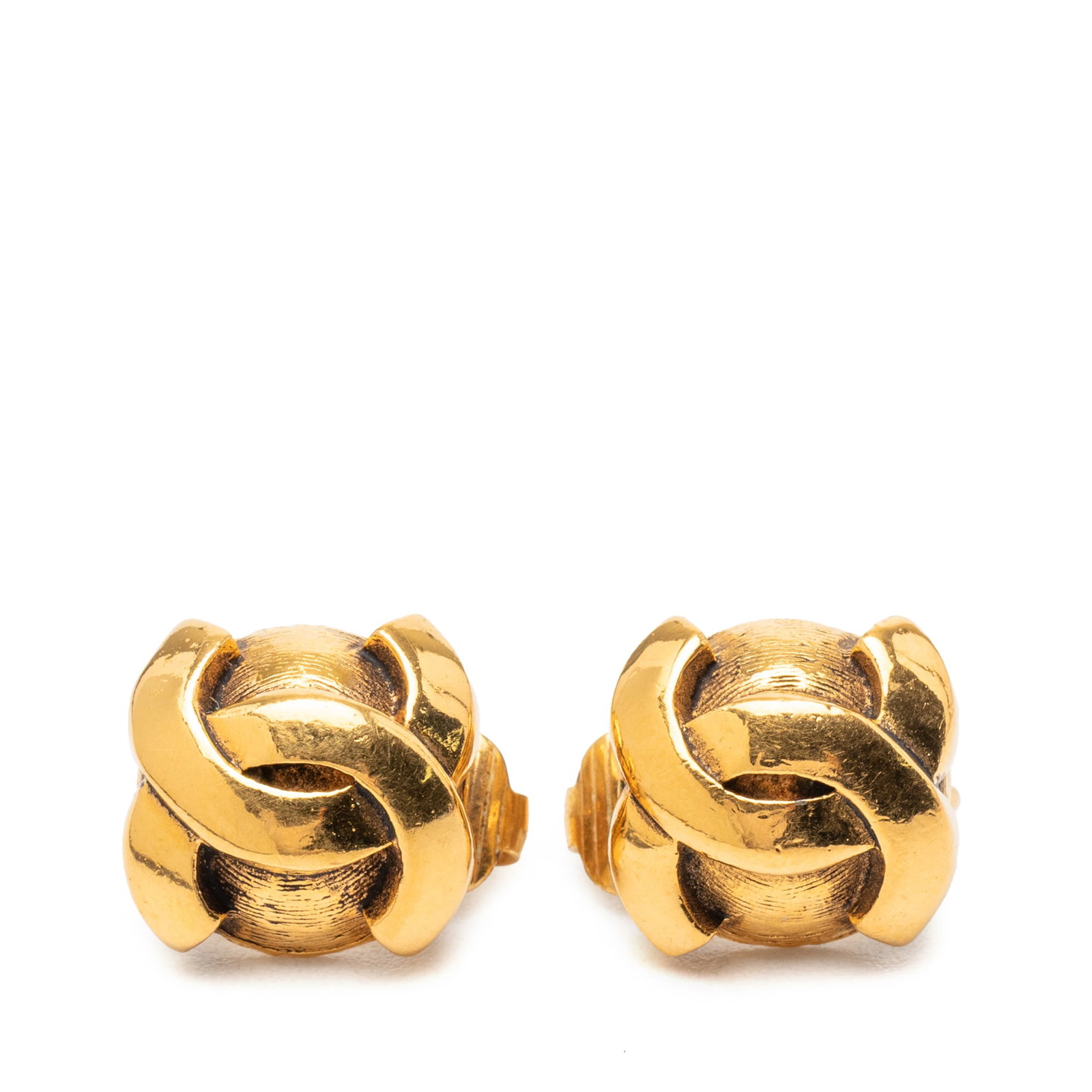 Chanel gold plated round clip earrings (1 of 4)