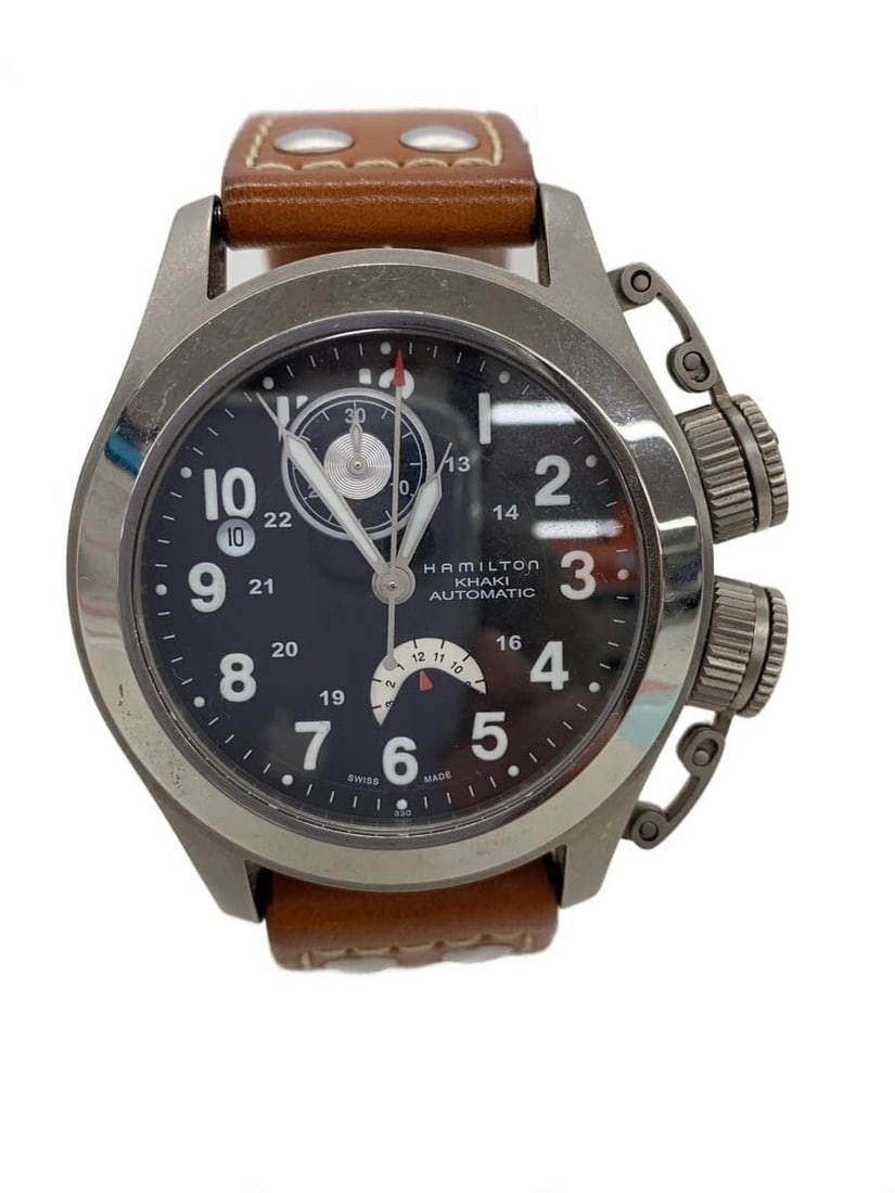 Hamilton Khaki Navy White Leather Wristwatch H777160: Hamilton Khaki Navy White Leather Wristwatch H777160 This is a pre-owned HAMILTON Khaki Navy h777160 men's wristwatch, crafted with materials sourced from Switzerland. The watch features a white dial,