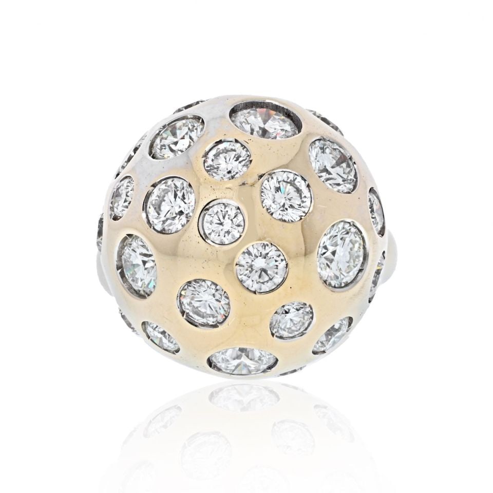 18K Yellow Gold Modern Diamond Disco Ball Ring 10 Cts (1 of 5)