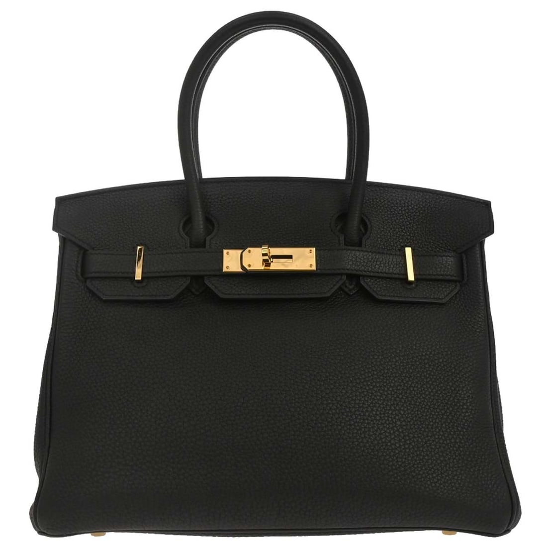 Hermes Birkin 30 Black Togo Leather Top Handle Bag: Hermes Birkin 30 Black Togo Leather Top Handle Bag This Hermes Birkin 30 handbag is crafted from luxurious black Togo leather and features a medium-sized silhouette with double handles and a secure lo