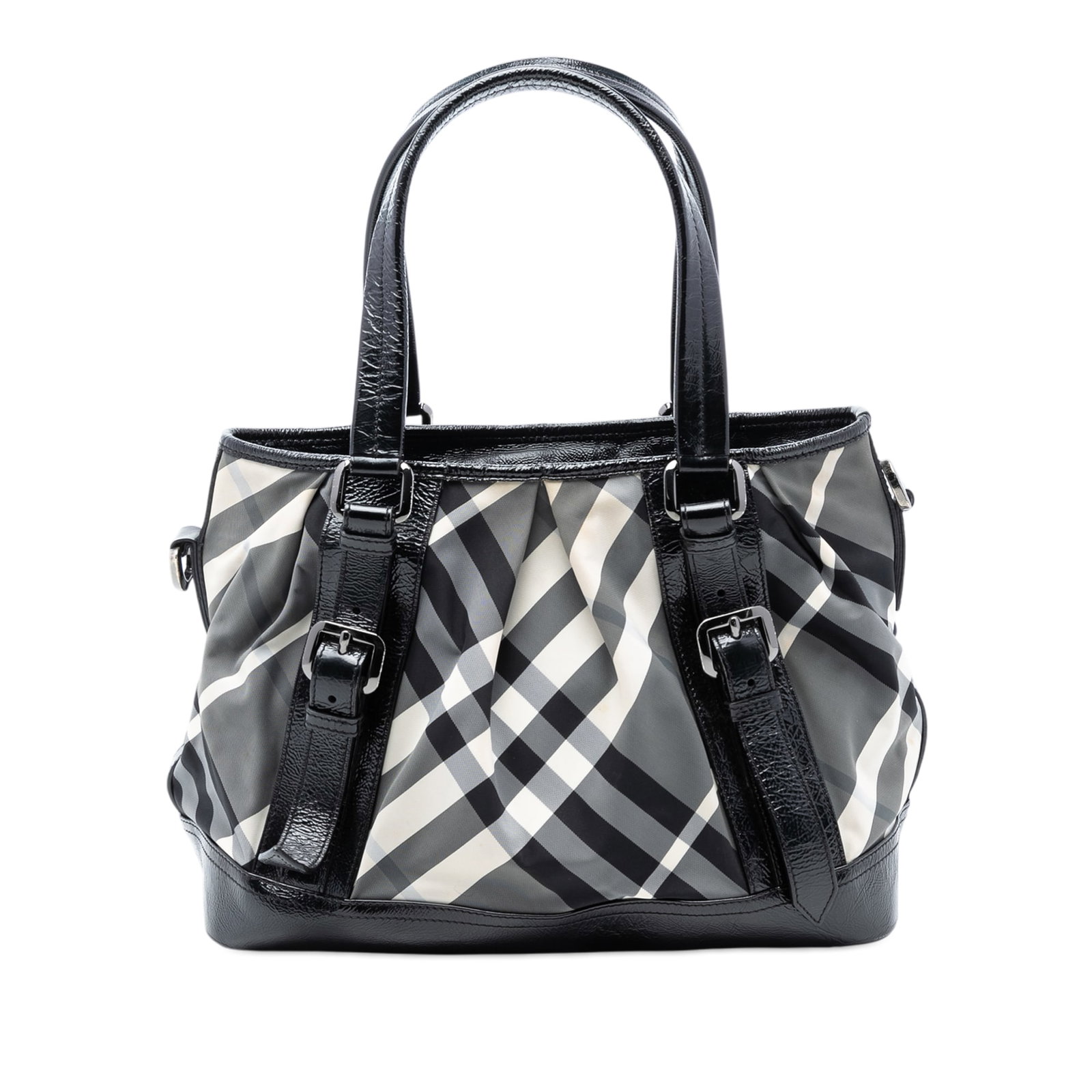 Burberry Lowry Satchel Medium Beat Check Nylon with Patent Leather Trim (1 of 7)