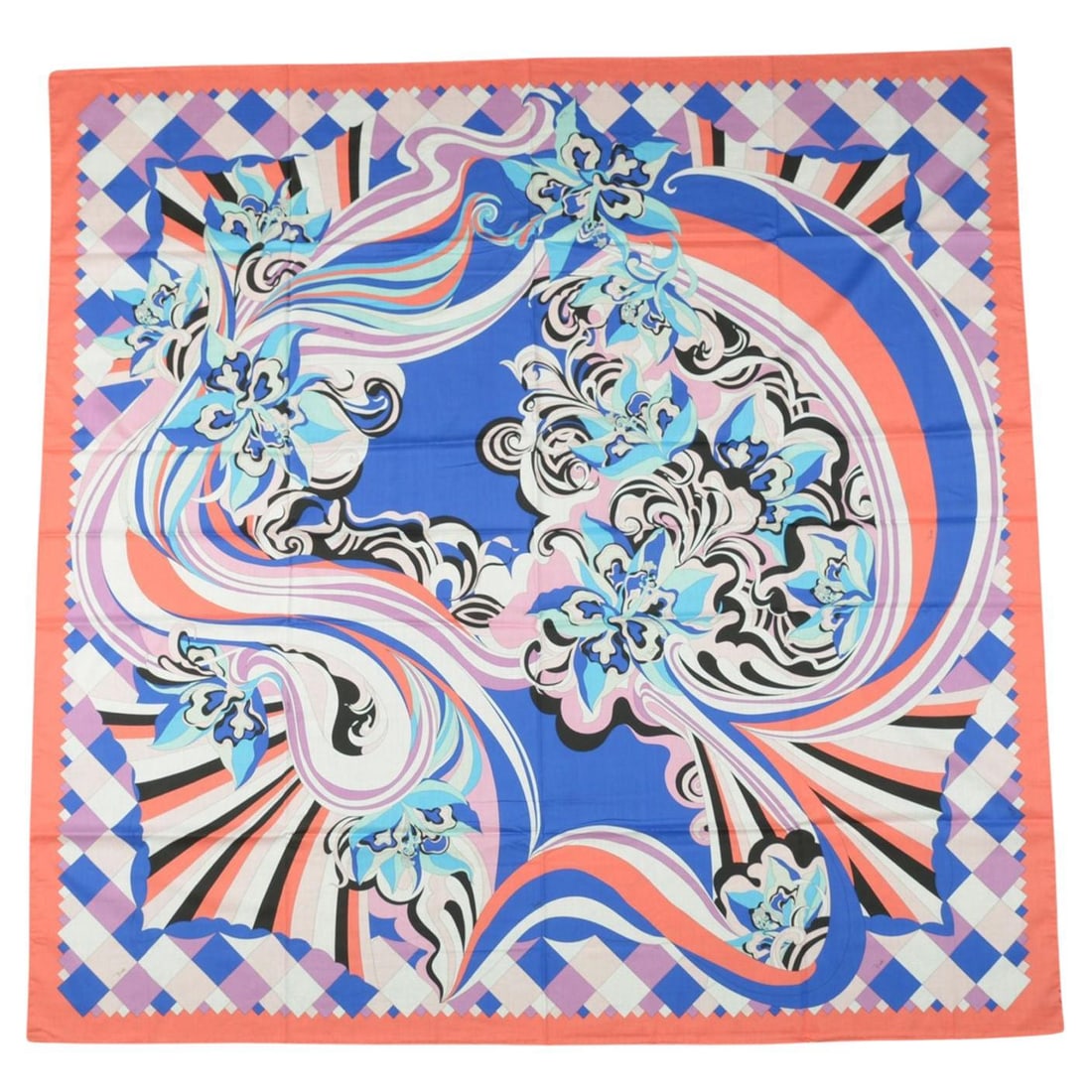 Emilio Pucci Fuilio Abstract Floral Cotton Shawl 52 Inch Italy (1 of 5)