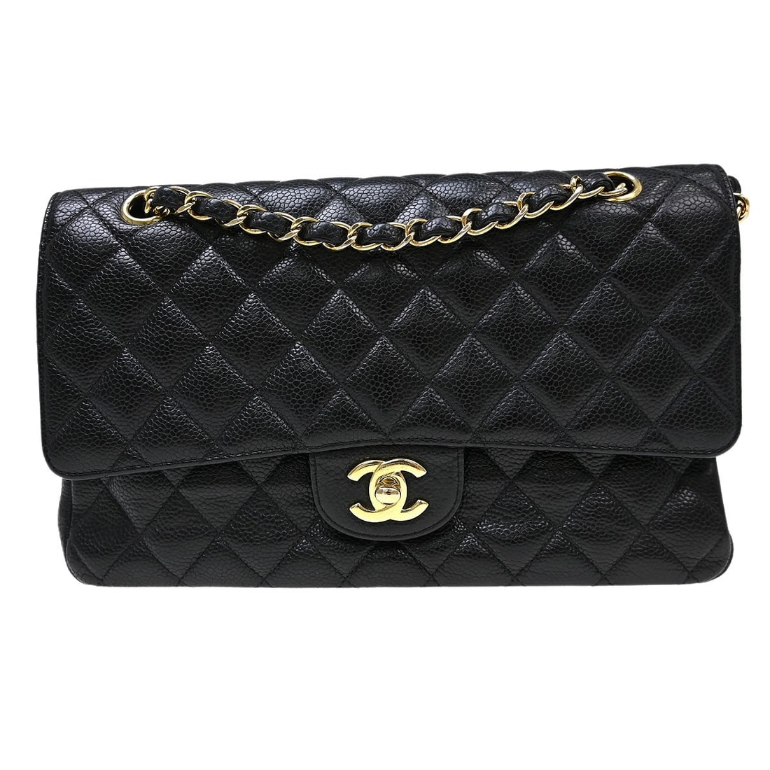 CHANEL Classic Flap black calfskin medium shoulder bag (1 of 9)