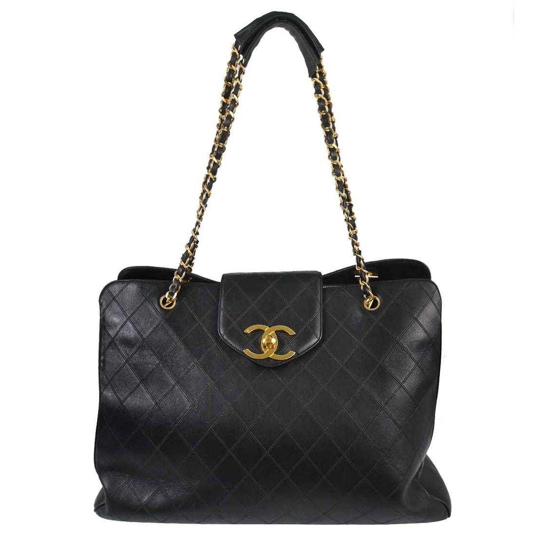 Chanel Bicolore Black Lambskin Tote Shoulder Bag: Chanel Bicolore Black Lambskin Tote Shoulder Bag This Chanel Black Lambskin Bicolore Supermodel Shoulder Bag features a spacious extra-large silhouette, crafted from luxurious black leather with signa