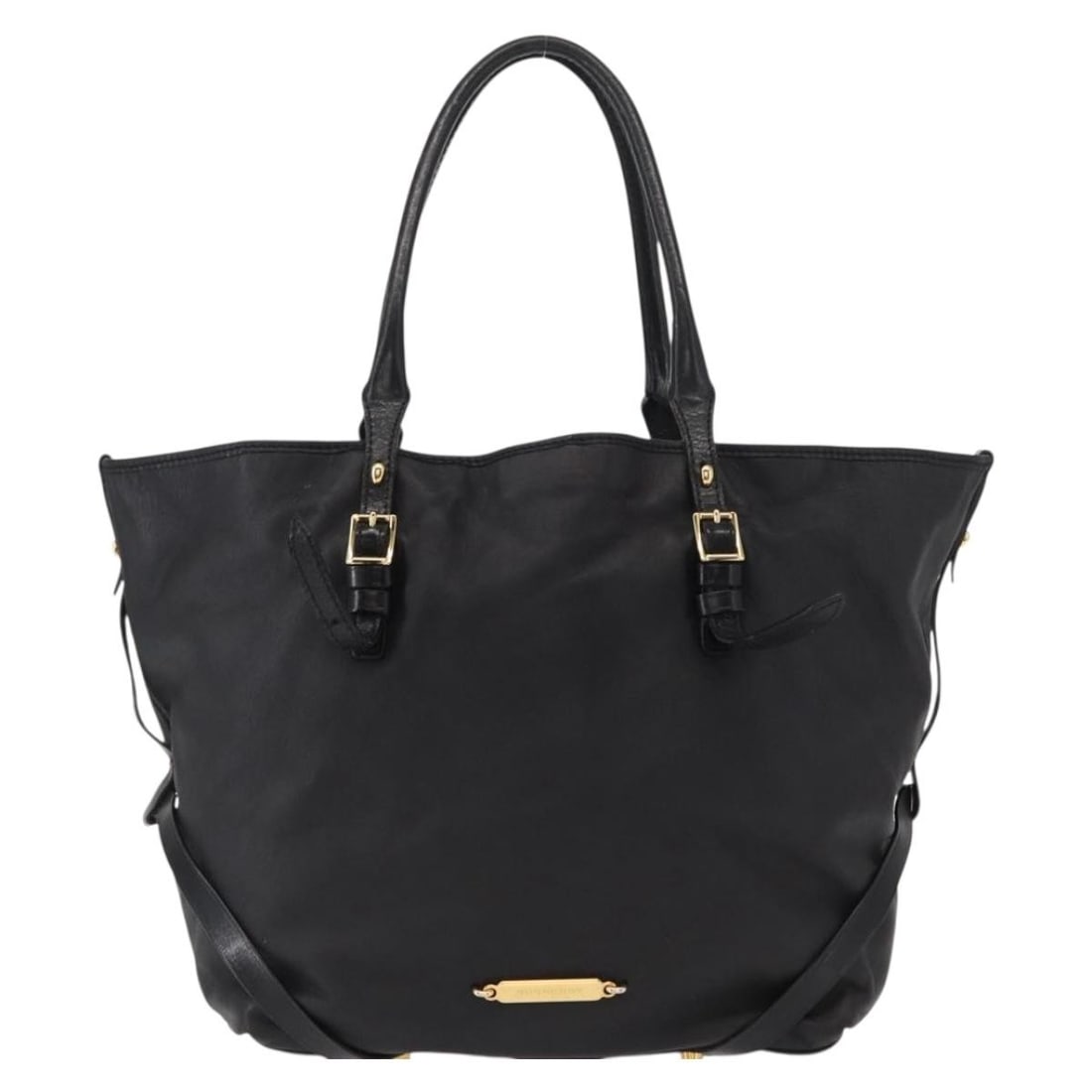 Black Leather Burberry Vintage Tote Bag 28cm by 29cm by 17cm: Black Leather Burberry Vintage Tote Bag 28cm by 29cm by 17cm This pre-owned Burberry Vintage Tote is crafted from black leather, designed for women. It features a spacious interior suitable for daily 