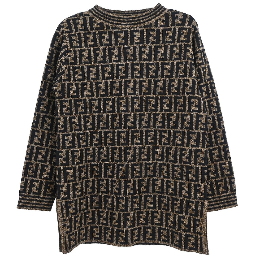 Fendi Brown Black Merino Wool T-Shirt Size 38: Fendi Brown Black Merino Wool T-Shirt Size 38 Elevate your casual wardrobe with this stylish Fendi T-Shirt. Crafted from 100% Merino Wool, this top features a round neckline and long sleeves, perfect 