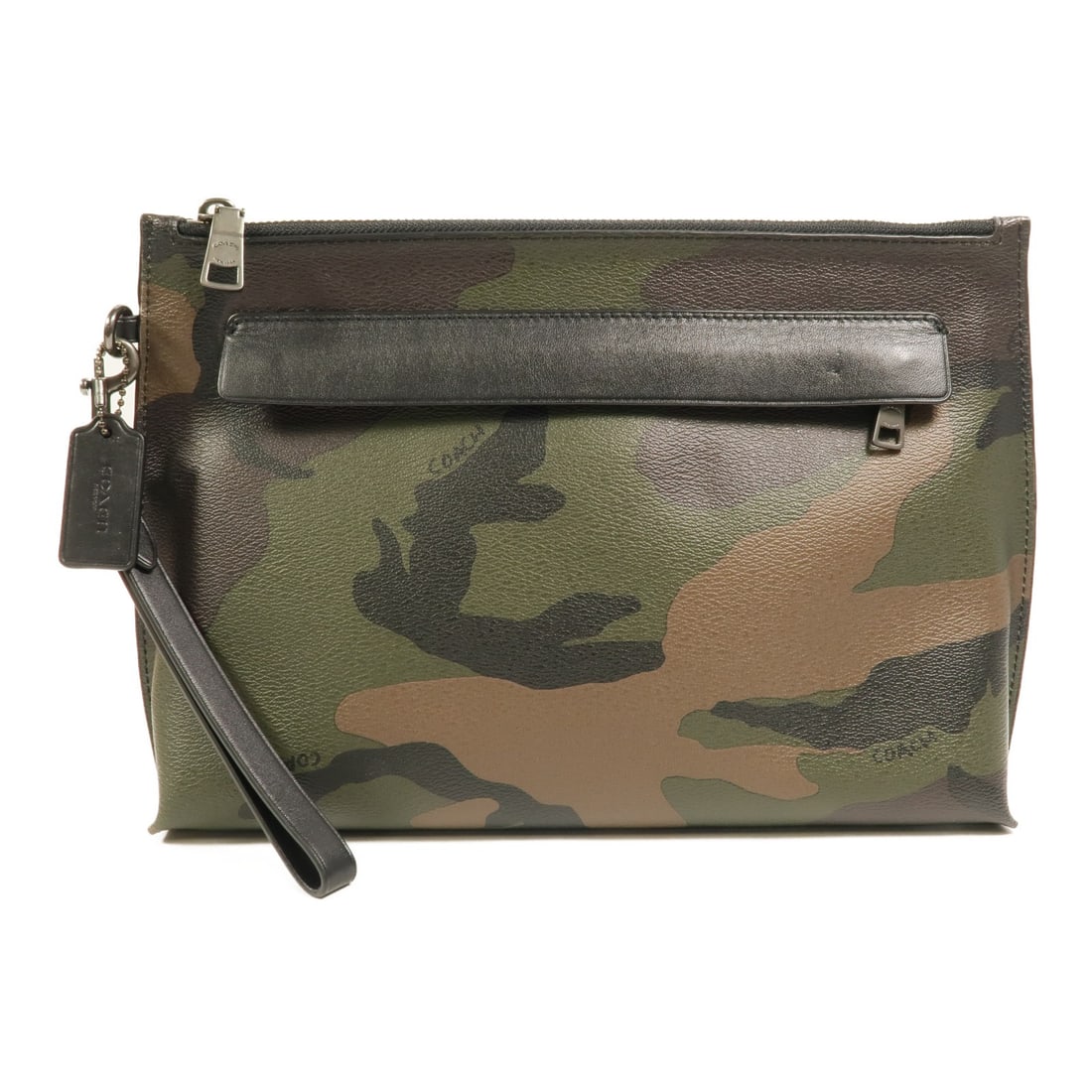 COACH Green Coated Canvas Carryall Pouch F29127: COACH Green Coated Canvas Carryall Pouch F29127 This COACH Carryall Pouch, model F29127, features a green PVC coated canvas exterior. Designed for women, it offers a compact and versatile accessory wi