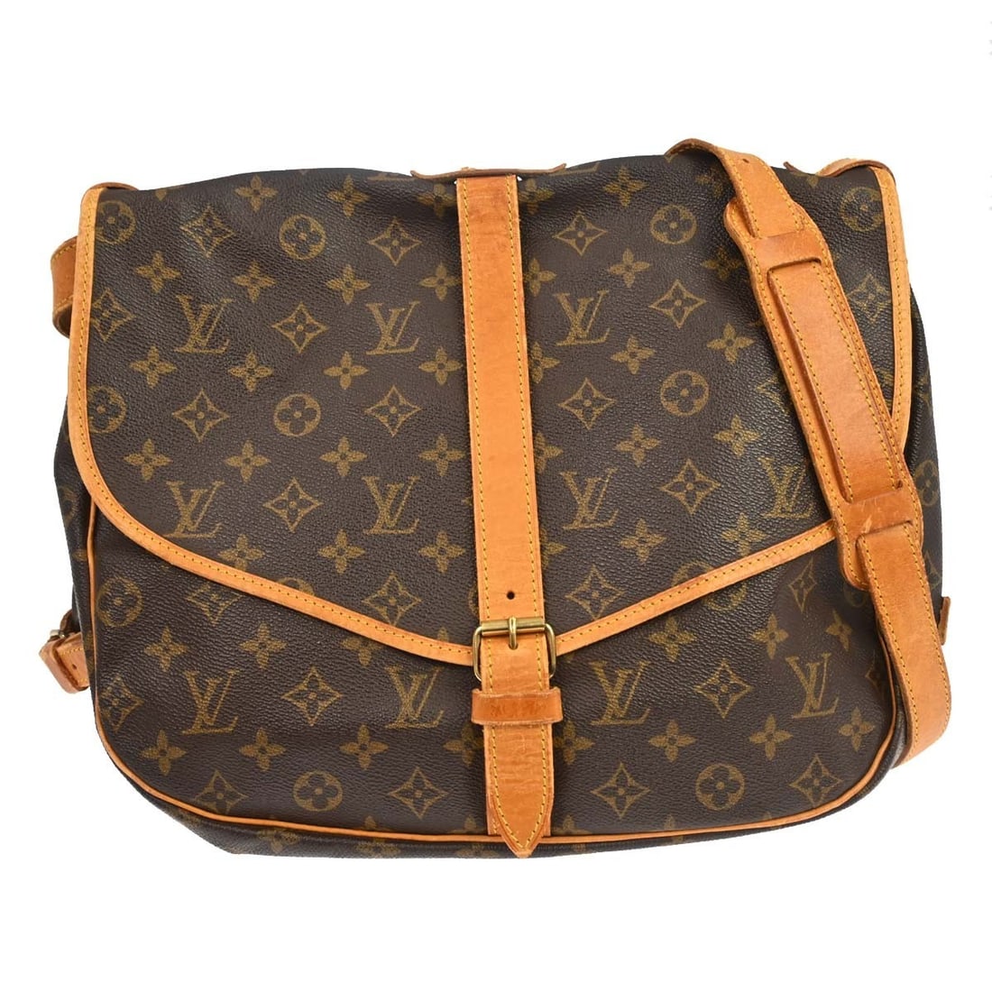 Louis Vuitton Saumur 35 Monogram Crossbody Shoulder Bag M42254: Louis Vuitton Saumur 35 Monogram Crossbody Shoulder Bag M42254 This is a vintage Louis Vuitton Saumur 35 shoulder bag in the classic Monogram canvas. The bag features a medium size with a brown canvas