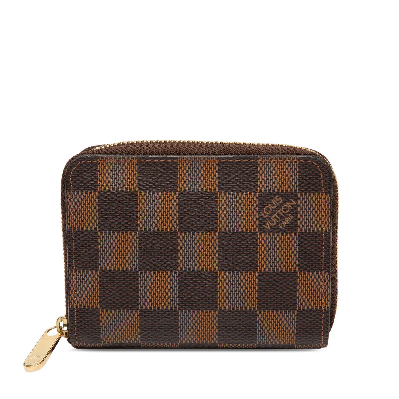 Louis Vuitton Brown Damier Canvas Zippy Small Coin Wallet: Louis Vuitton Brown Damier Canvas Zippy Small Coin Wallet This Louis Vuitton Zippy Coin Purse showcases the iconic Damier Ebene canvas design. It features a zip-around closure and interior slip pocket