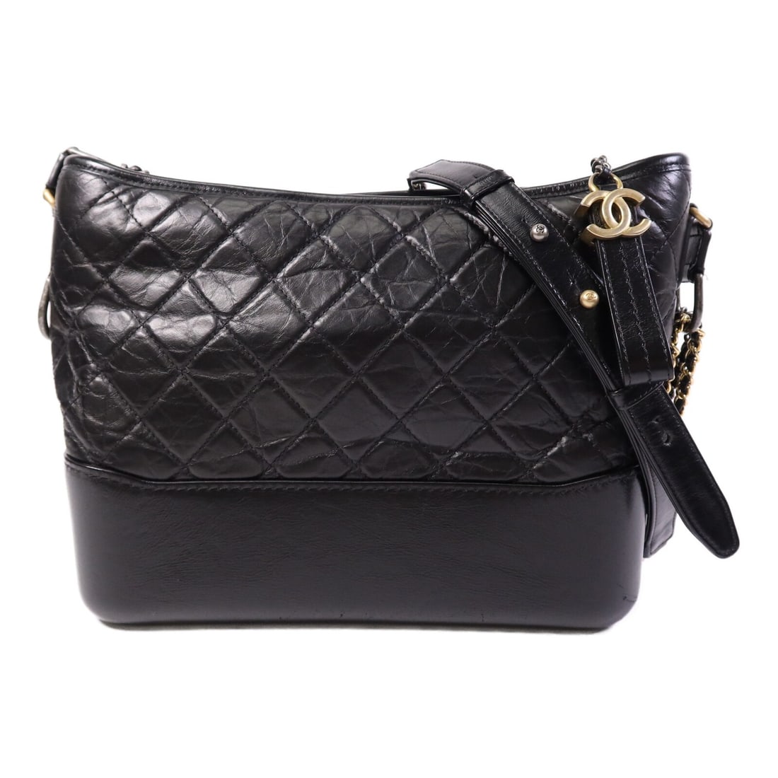 Black Lambskin Chanel Gabrielle Large Shoulder Bag with Gold Hardware: Black Lambskin Chanel Gabrielle Large Shoulder Bag with Gold Hardware This CHANEL Gabrielle Large Chain Shoulder Bag is crafted from black lambskin leather and features the iconic CC logo with gold to