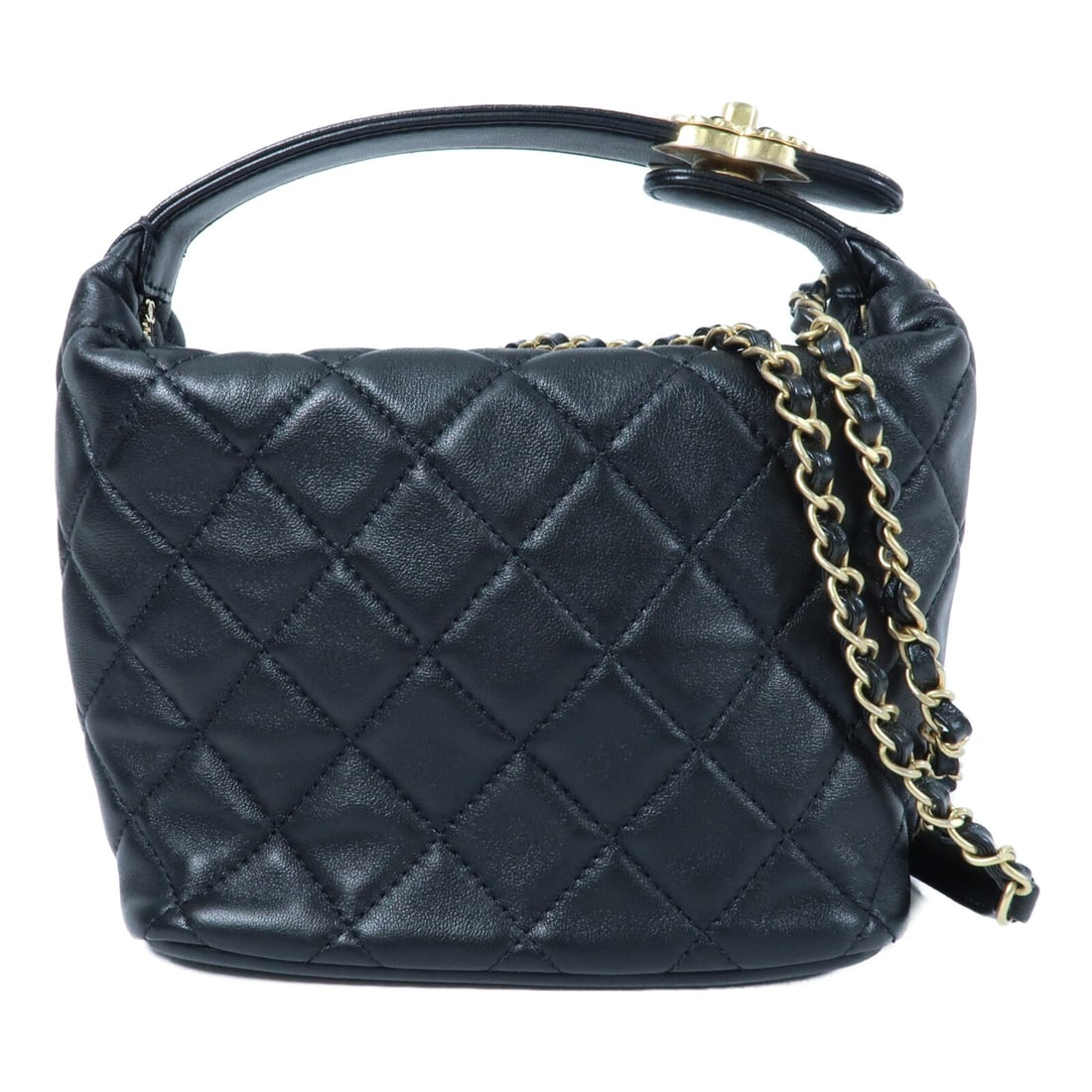 Small Black Lambskin 2 Way Hobo Shoulder Bag by CHANEL with Gold Hardware: Small Black Lambskin 2 Way Hobo Shoulder Bag by CHANEL with Gold Hardware This CHANEL small hobo 2-way chain shoulder bag features black lambskin leather with a classic CC detail and gold-tone hardwar