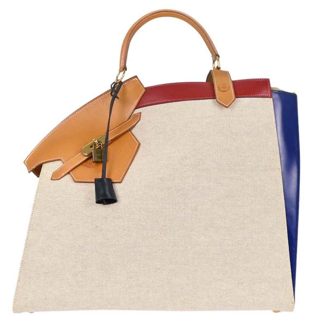 Hermes Himalaya beige top handle handbag gold hardware: Hermes Himalaya beige top handle handbag gold hardware This Hermes Himalaya top handle bag features a beige canvas leather exterior complemented by gold hardware. Designed with a medium size, it offer