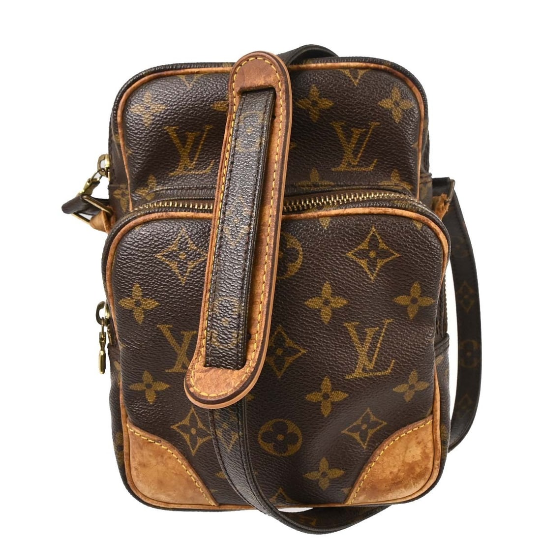 Louis Vuitton Amazone Monogram Canvas Crossbody Bag: Louis Vuitton Amazone Monogram Canvas Crossbody Bag This Louis Vuitton Amazon crossbody shoulder bag features the iconic monogram canvas leather exterior with brown canvas leather strap and trim. Desi