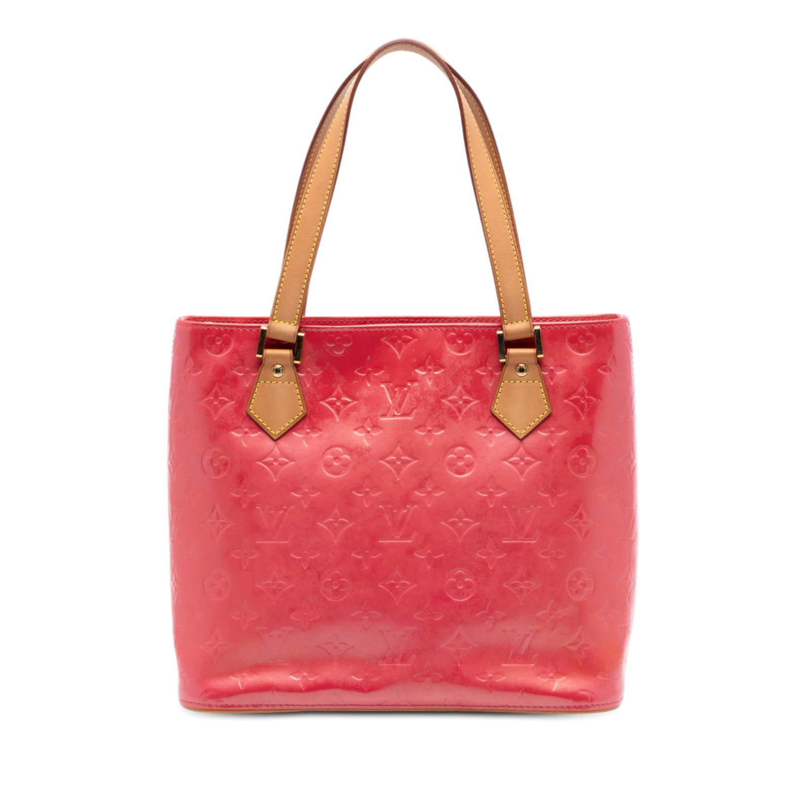 Louis Vuitton Houston Monogram Vernis Pink Leather Bag: Louis Vuitton Houston Monogram Vernis Pink Leather Bag This Louis Vuitton Monogram Vernis Houston bag features a pink monogram vernis leather body with flat vachetta leather straps, a top zip closure,