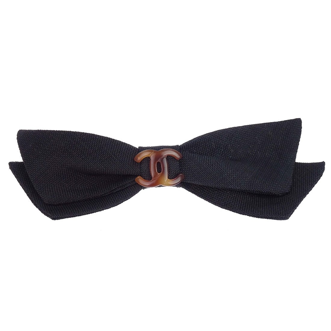 CHANEL black linen bow CC barrette hair accessory: CHANEL black linen bow CC barrette hair accessory This Chanel hair barrette features a classic bow accent crafted from black linen, offering a chic and elegant accessory for casual occasions. Made in 