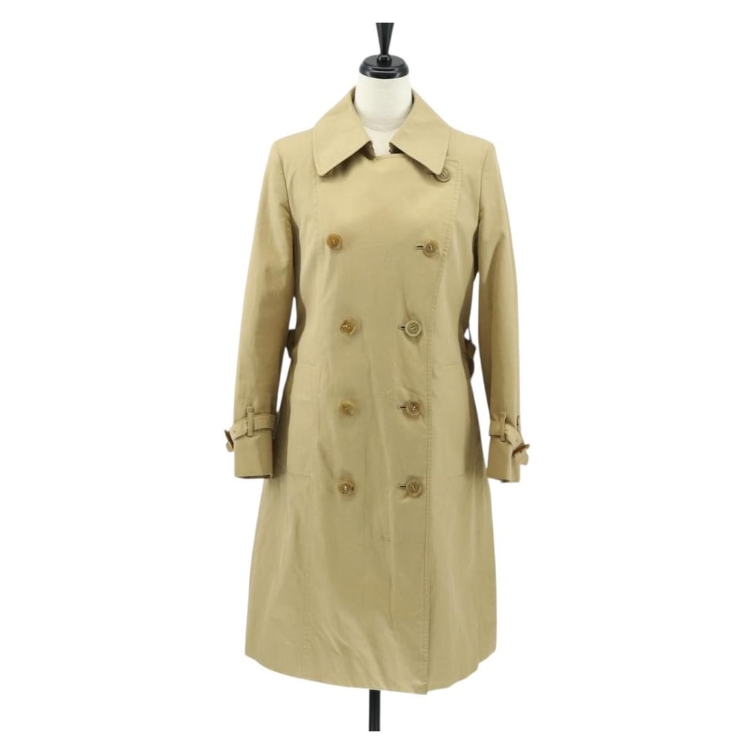Beige Cotton Burberrys Jacket Size M Outerwear: Beige Cotton Burberrys Jacket Size M Outerwear This Burberrys trench coat is crafted from cotton in a beige color. It features a classic jacket style with long sleeves and a comfortable fit. The coat 