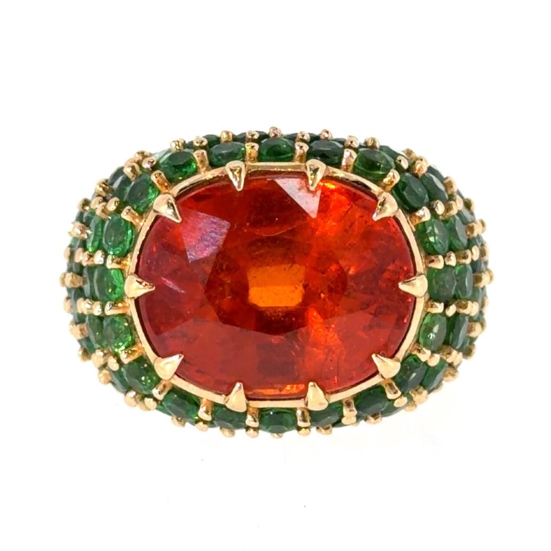 18K Yellow Gold Ring with Mandarin and Tsavorite Garnets (1 of 5)