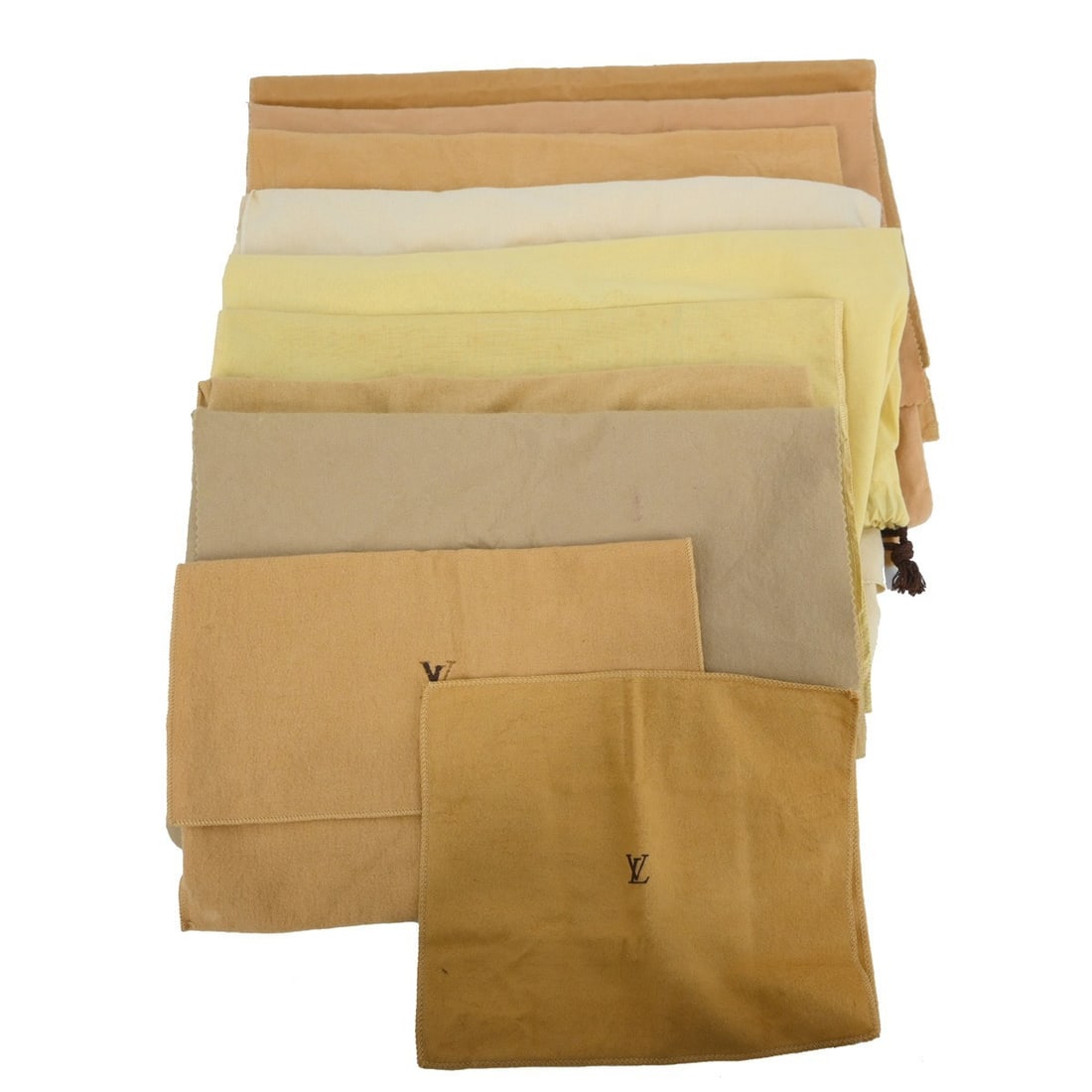 Louis Vuitton cotton dust bags set of 10 brown beige: Louis Vuitton cotton dust bags set of 10 brown beige This set includes ten Louis Vuitton dust bags in brown and beige, crafted from 100% cotton. Designed for unisex use, these dust bags are ideal for 