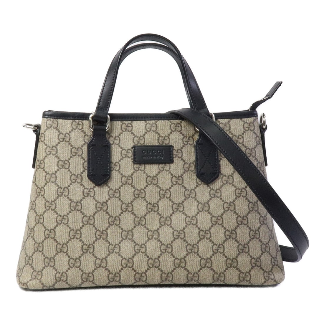 Gucci GG 779867 Brown Black Coated Canvas 2 Way Shoulder Bag: Gucci GG 779867 Brown Black Coated Canvas 2 Way Shoulder Bag This Gucci 2-way shoulder bag features a sophisticated brown and black design crafted from durable PVC coated canvas. The versatile style a