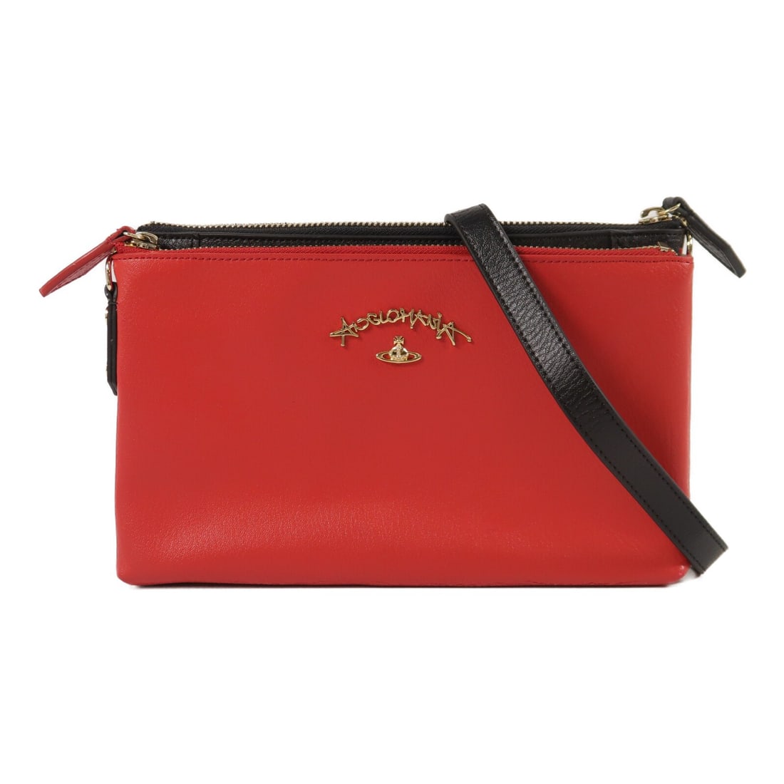 Vivienne Westwood Black Red PVC Coated Canvas Shoulder Bag GHW: Vivienne Westwood Black Red PVC Coated Canvas Shoulder Bag GHW This Vivienne Westwood shoulder bag features a black and red design with gold-tone hardware accents. Crafted from durable PVC coated canv