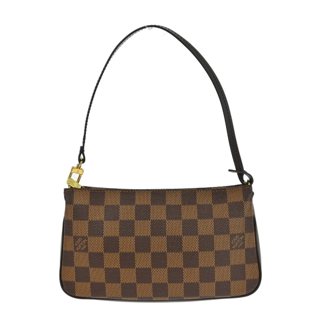 Louis Vuitton Navona Damier Ebene Mini Top Handle Pouch: Louis Vuitton Navona Damier Ebene Mini Top Handle Pouch This Louis Vuitton Damier Navona handbag features the iconic Damier Ebene pattern in a classic brown color. Crafted from Damier canvas leather, 