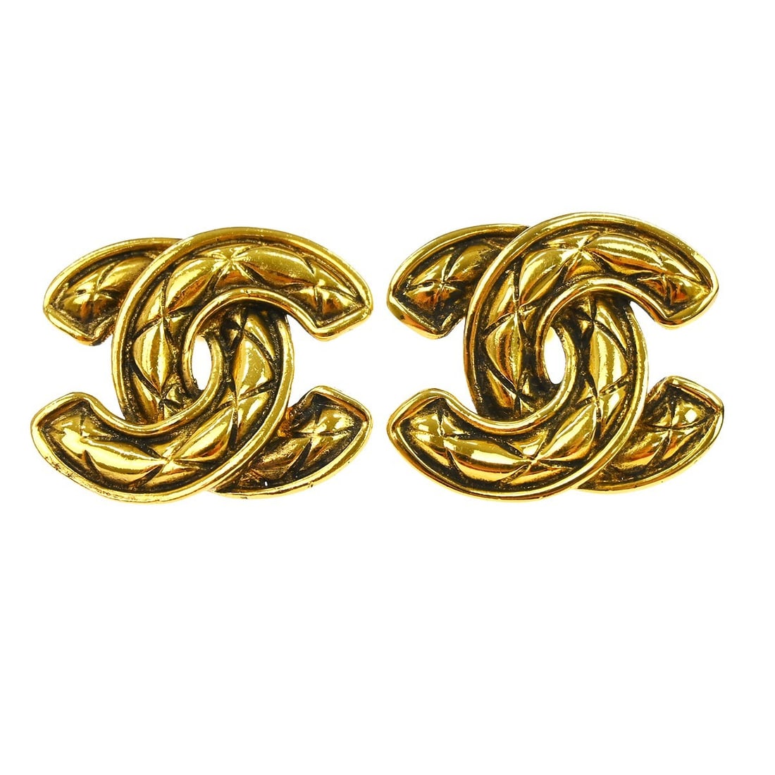 Chanel Clip-On CC Logo Earrings Gold Plated French Designer Jewelry: Chanel Clip-On CC Logo Earrings Gold Plated French Designer Jewelry These Chanel earrings feature the iconic CC logo in a gold tone with a clip-on closure. Crafted with gold-plated metal, they offer a