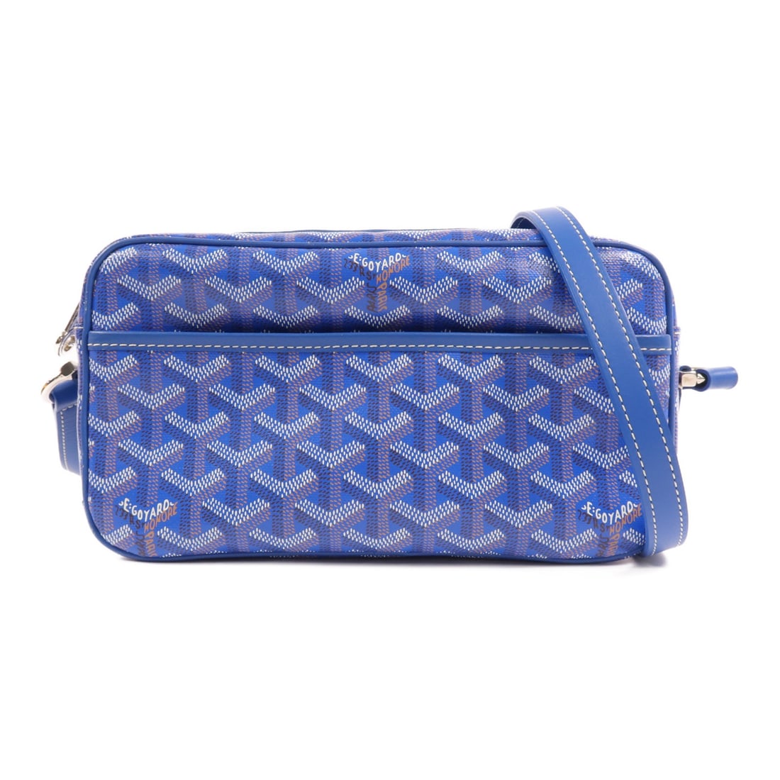 Goyard Sac Cap Vert Blue PVC Coated Canvas Shoulder Bag: Goyard Sac Cap Vert Blue PVC Coated Canvas Shoulder Bag This GOYARD Sac Cap Vert shoulder bag features a durable blue PVC coated canvas exterior and is designed for women. Made in France, the bag offe