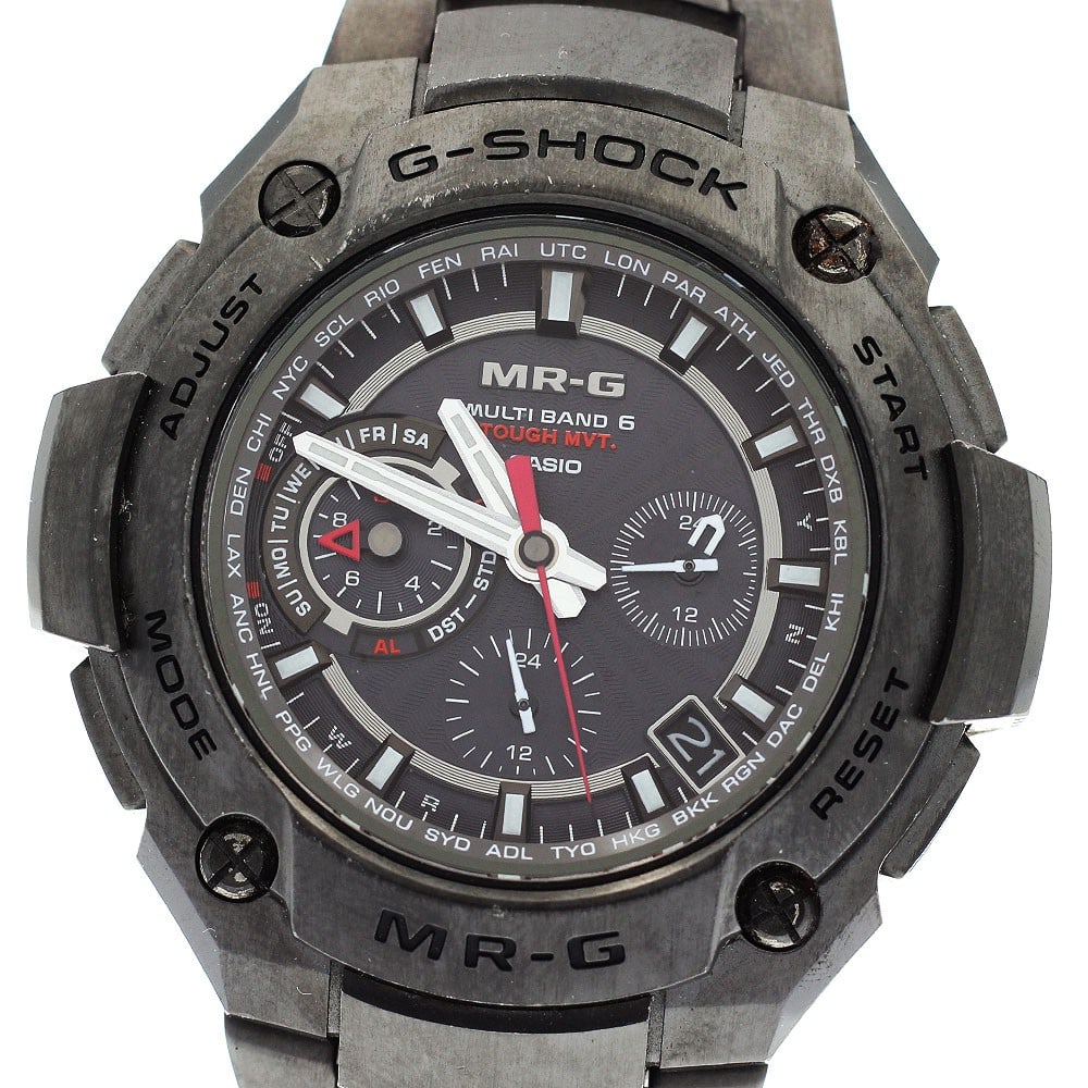 CASIO G-Shock MR-G Titanium Solar Men's Wristwatch MRG-8100B-1AJF: CASIO G-Shock MR-G Titanium Solar Men's Wristwatch MRG-8100B-1AJF This is a Casio G-Shock MR-G men's wristwatch, model MRG-8100B-1AJF, crafted in Japan. The watch features a durable titanium case and 
