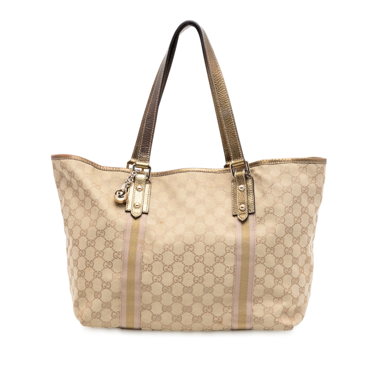 Gucci GG Canvas Jolicoeur Brown Tote Bag with Metallic Leather Trim (1 of 7)