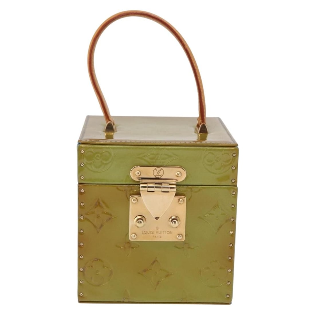 Louis Vuitton Monogram Vernis Bleecker Box Bag: Louis Vuitton Monogram Vernis Bleecker Box Bag This Louis Vuitton Bleecker Box Bag features the iconic Monogram Vernis in green patent leather. Designed for women, the bag is crafted in France and sho