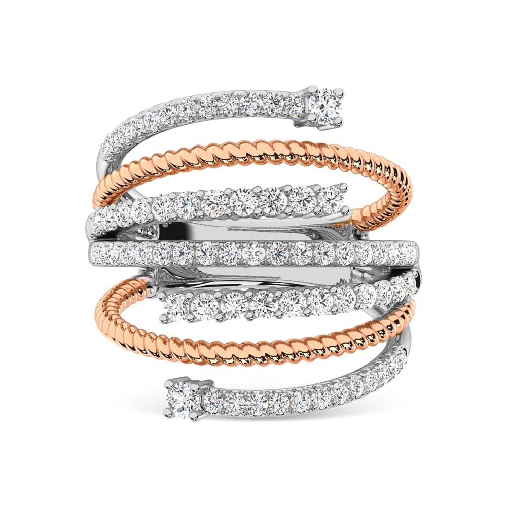 14K Two Tone Diamond 1 Ct.Tw. Fashion Ring: 14K Two Tone Diamond 1 Ct.Tw. Fashion Ring 14k Two Tone Stone Color: G-h Stone Clarity: I1 Each ring is presented in standard size 6.5. Complimentary resizing is available between sizes 510 (in 1/4 in