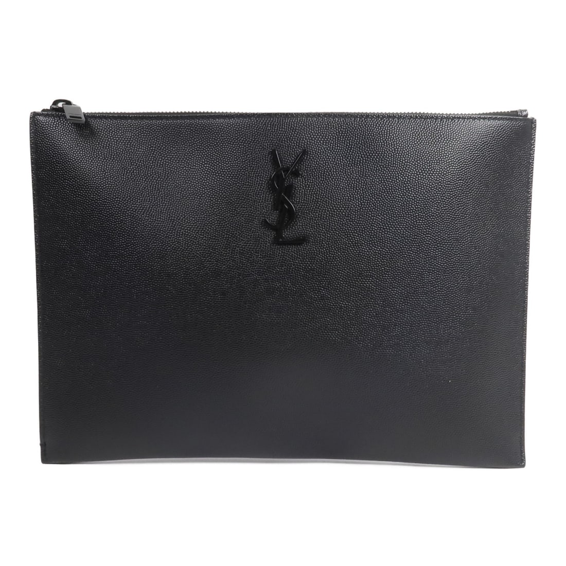 Saint Laurent YSL Black Calfskin Pouch 453249: Saint Laurent YSL Black Calfskin Pouch 453249 This SAINT LAURENT pouch is crafted from black calfskin leather and features a sleek, minimalist design. With a regular size and dimensions suitable for e