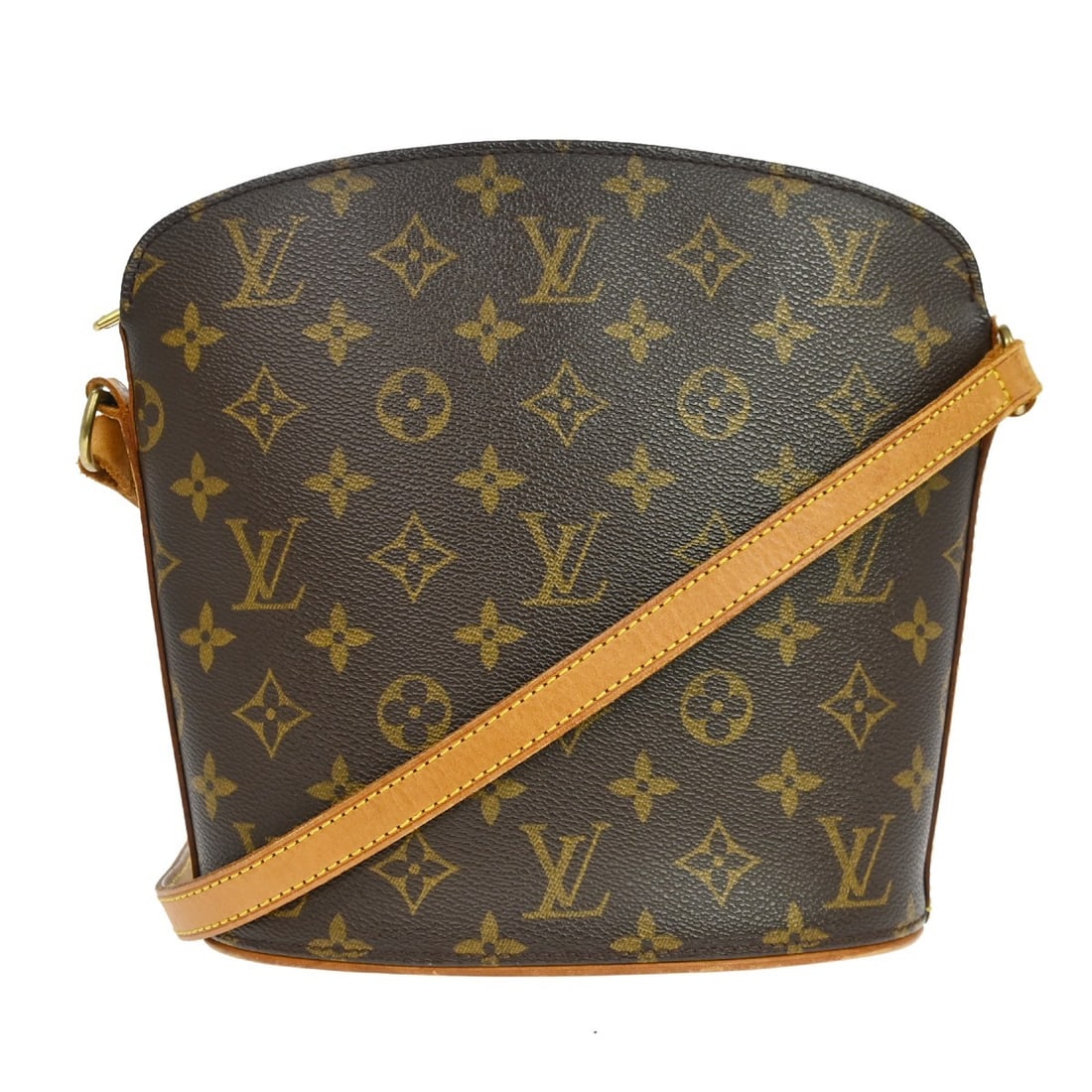 Louis Vuitton Drouot Monogram Canvas Shoulder Bag: Louis Vuitton Drouot Monogram Canvas Shoulder Bag This vintage Louis Vuitton Drouot shoulder bag features the iconic monogram canvas and leather exterior with a brown finish. It includes a beige adjus