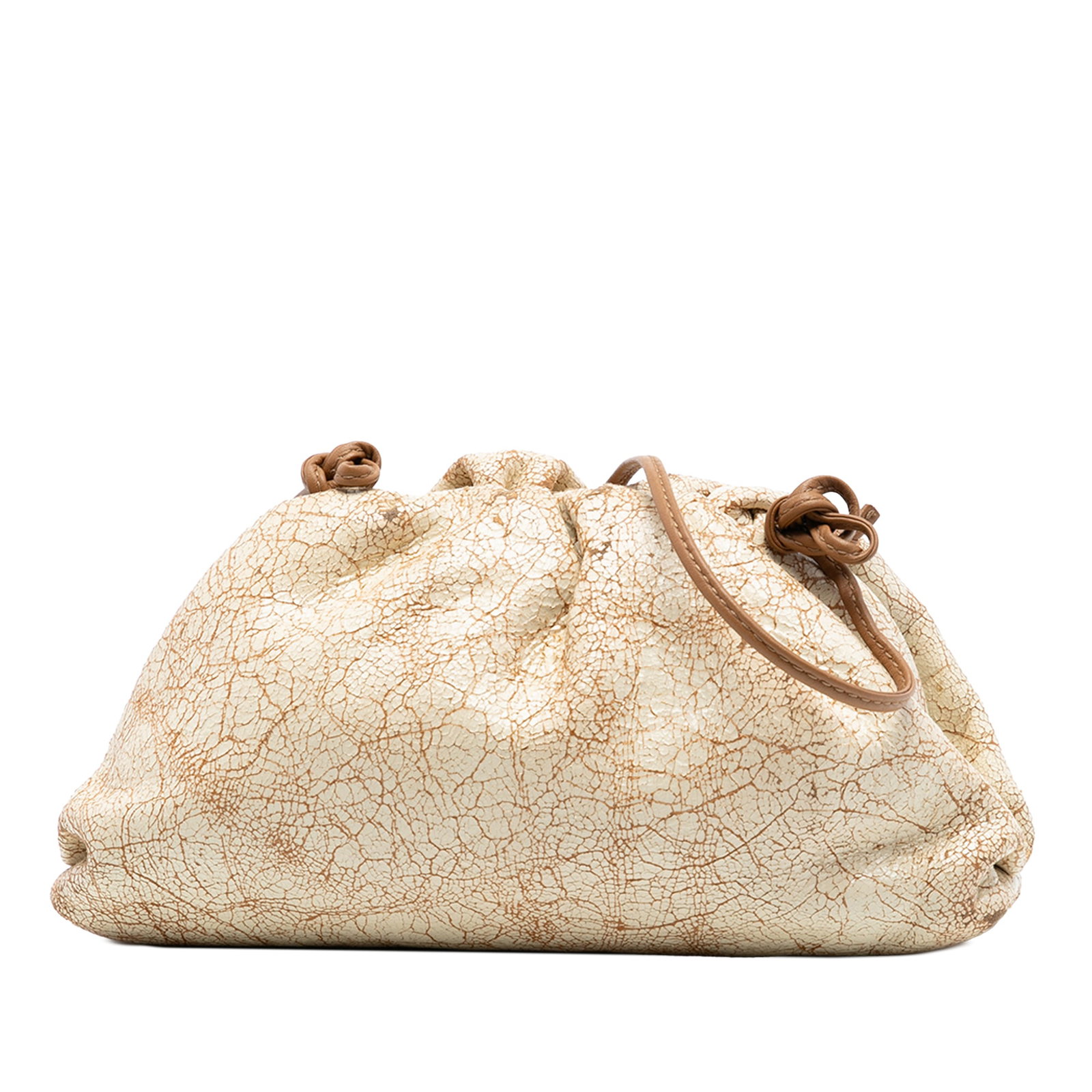 Bottega Veneta Mini Pouch Beige Crackled Leather Crossbody Bag (1 of 7)