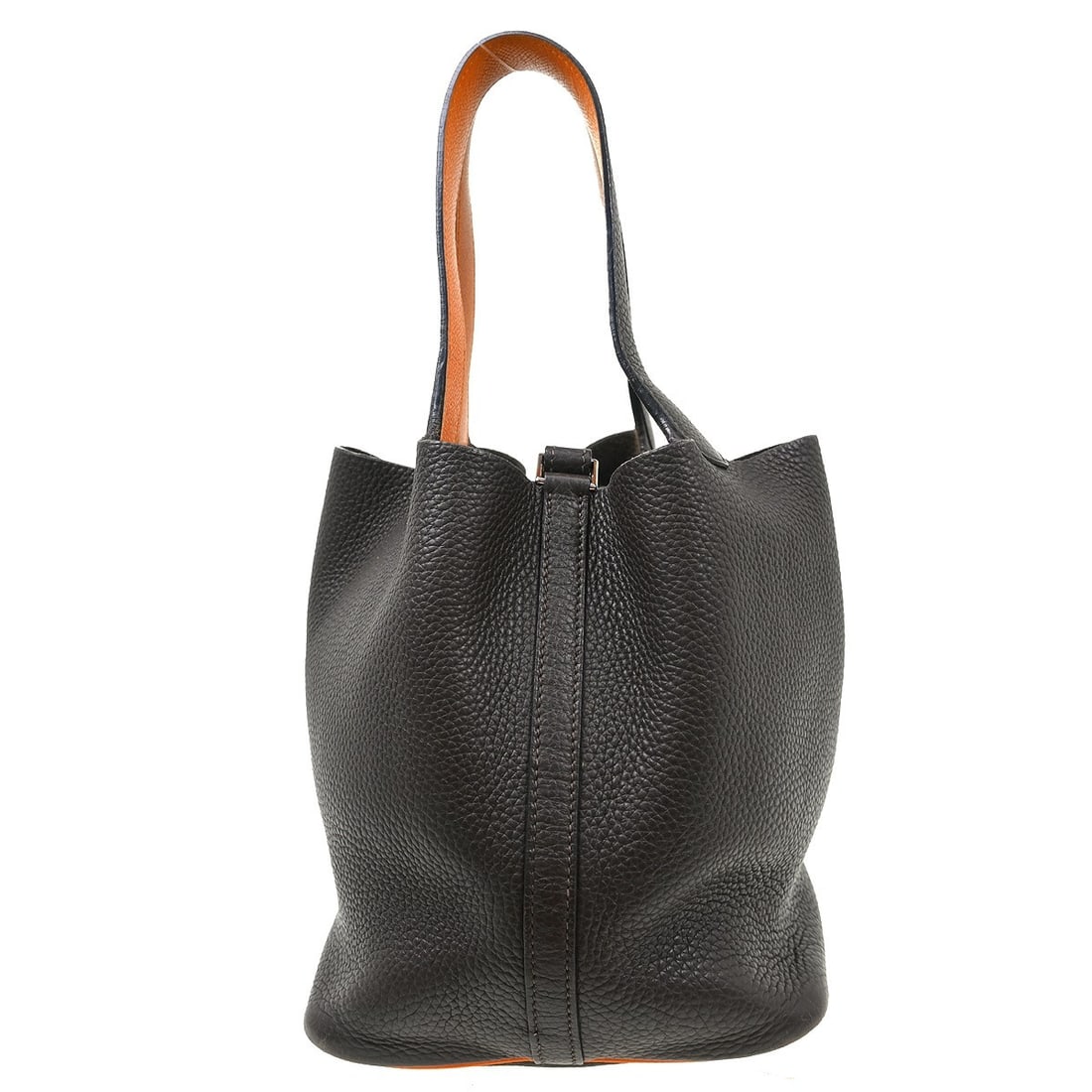 Hermes Picotin Brown Clemence Leather Tote: Hermes Picotin Brown Clemence Leather Tote This Hermes Picotin Bag is crafted from brown leather and designed for women. It features a spacious interior and sturdy handle straps. The bag shows visible