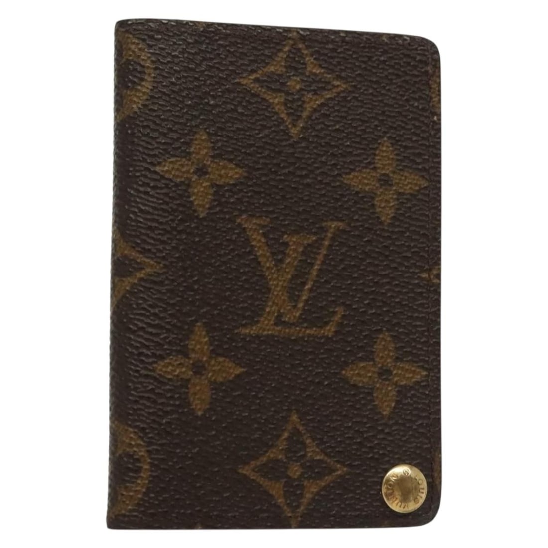Monogram Canvas Card Holder by Louis Vuitton Porte Cartes Pression: Monogram Canvas Card Holder by Louis Vuitton Porte Cartes Pression This Louis Vuitton Porte Cartes Pression card case features the iconic monogram canvas in brown. Designed for unisex use, it offers a