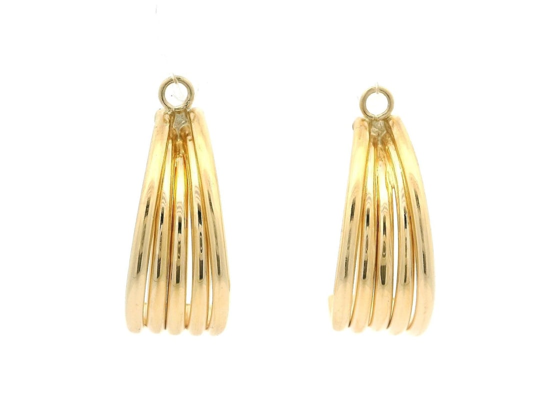Vintage 14k Yellow Gold Cuff Enhancers Earring Charms: Vintage 14k Yellow Gold Cuff Enhancers Earring Charms Elevate your jewelry collection with these vintage cuff enhancers, expertly crafted from solid 14k yellow gold. Featuring a stylish tube round cuf
