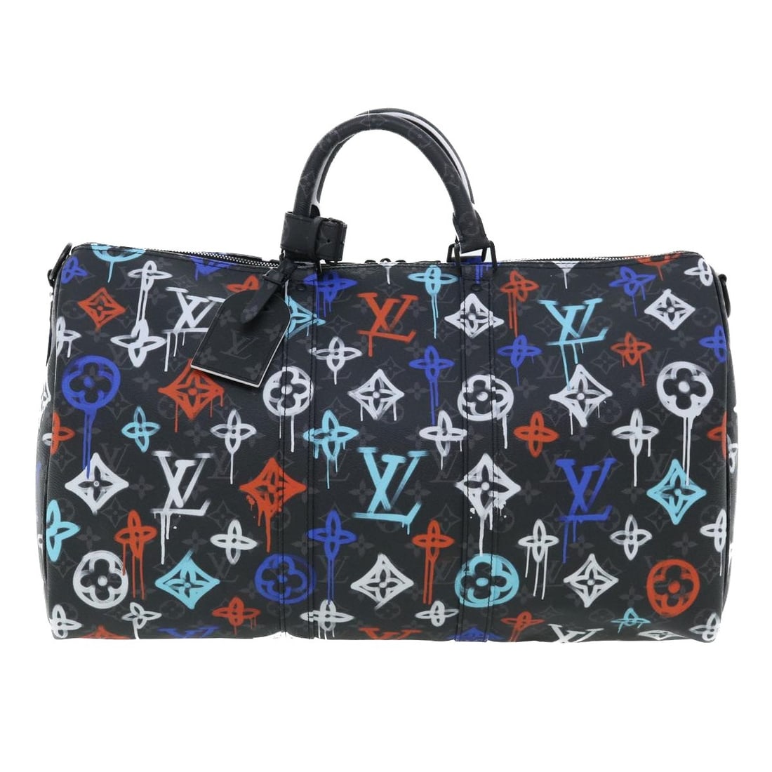 Louis Vuitton Keepall Bandouliere Multicolor Canvas Travel Bag Eclipse: Louis Vuitton Keepall Bandouliere Multicolor Canvas Travel Bag Eclipse This Louis Vuitton Keepall Bandouliere bag features the Graffiti Monogram Eclipse canvas, designed for unisex use. The multicolor