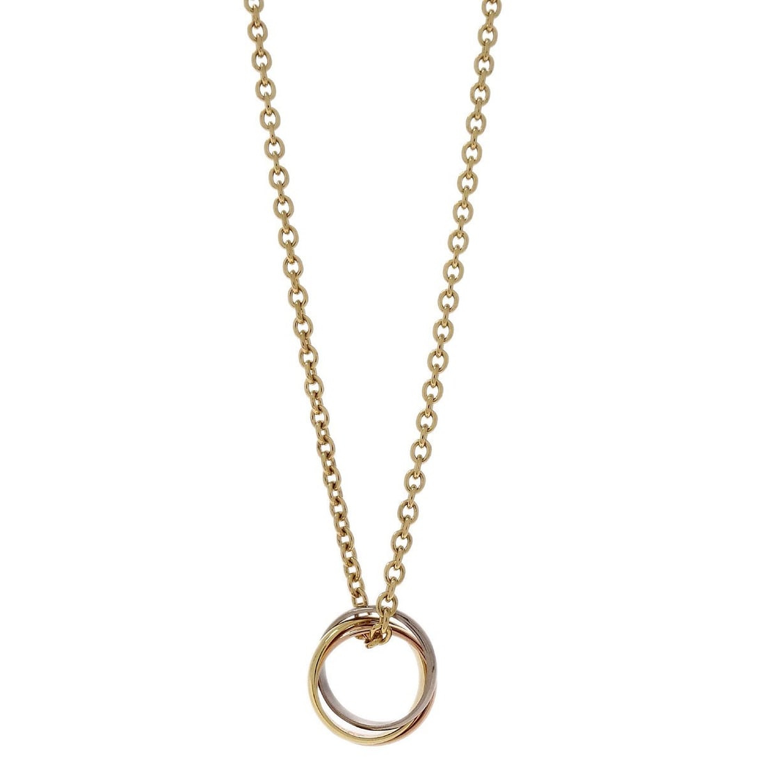 Cartier Gold 750 Trinity Baby Pendant Charm Necklace: Cartier Gold 750 Trinity Baby Pendant Charm Necklace This is a Cartier Baby Trinity pendant necklace crafted from 750 gold. The necklace features a charm-style pendant with no main stone, showcasing C