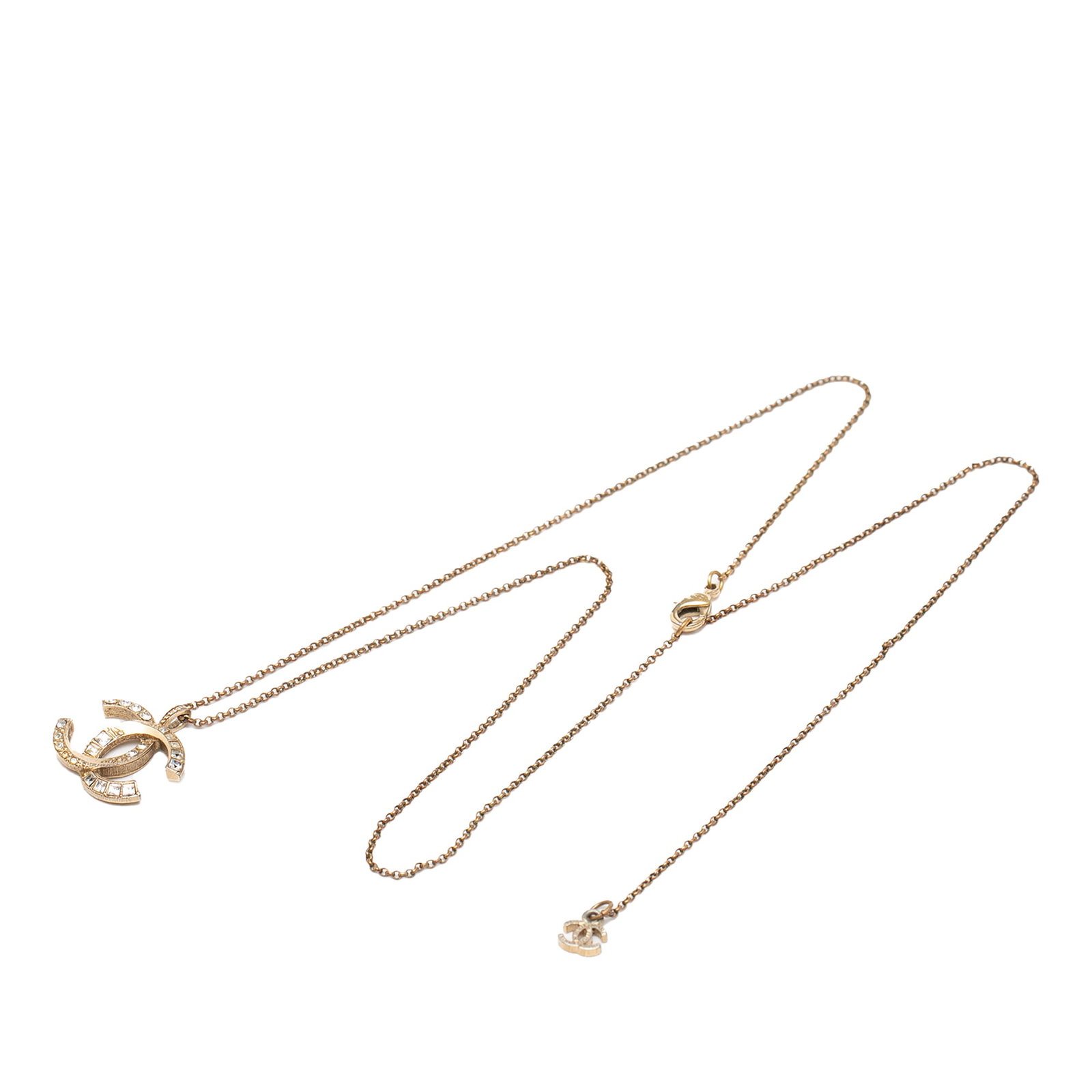 Chanel CC Crystal Pendant Gold Tone Necklace (1 of 7)