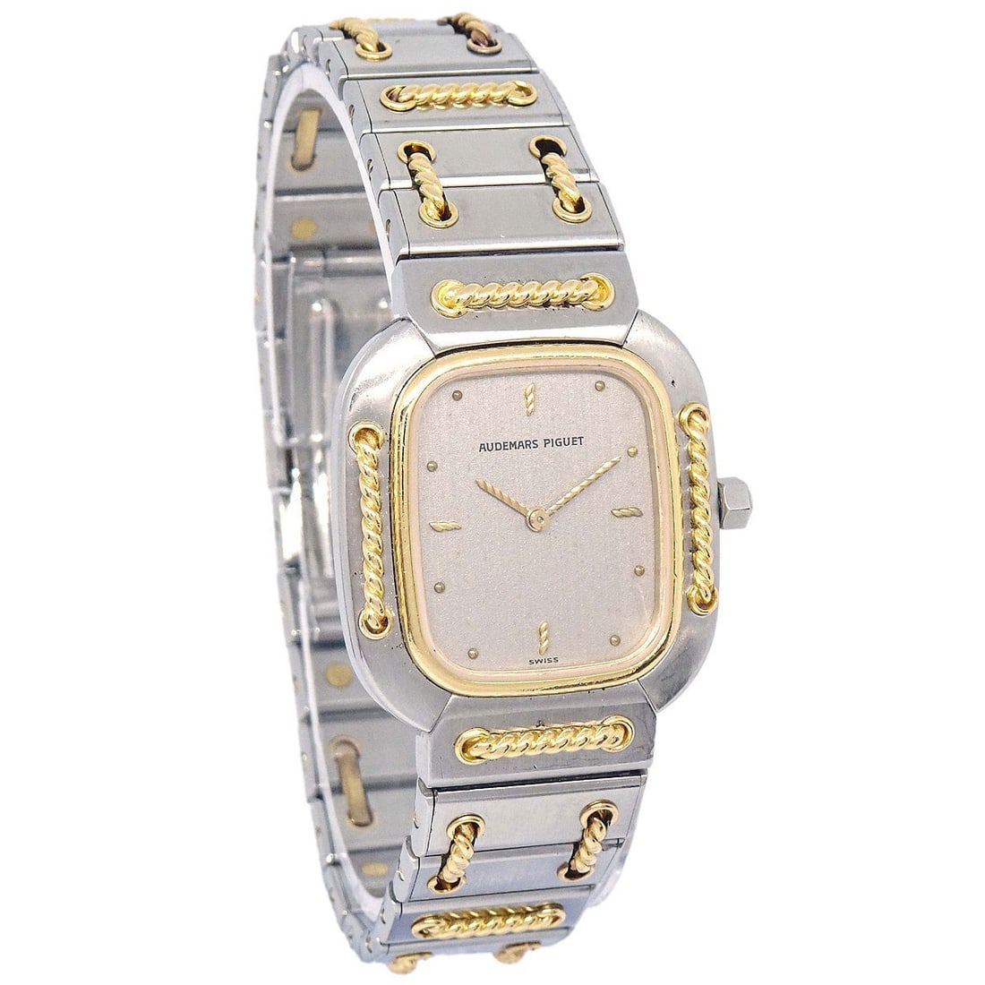 Audemars Piguet Lady Rope Quartz 25mm Yellow Gold Stainless Steel Watch: Audemars Piguet Lady Rope Quartz 25mm Yellow Gold Stainless Steel Watch This Audemars Piguet Lady Rope wristwatch features a 25mm case crafted from stainless steel with yellow gold accents. The watch 