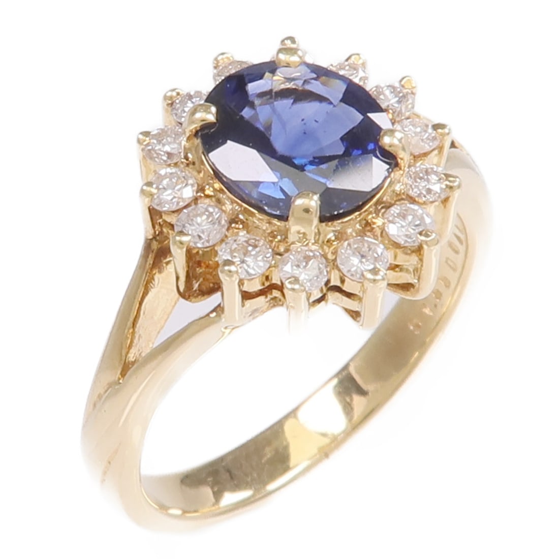 JEWELRY 18K Yellow Gold Sapphire Diamond Band Size 7.25 (1 of 9)