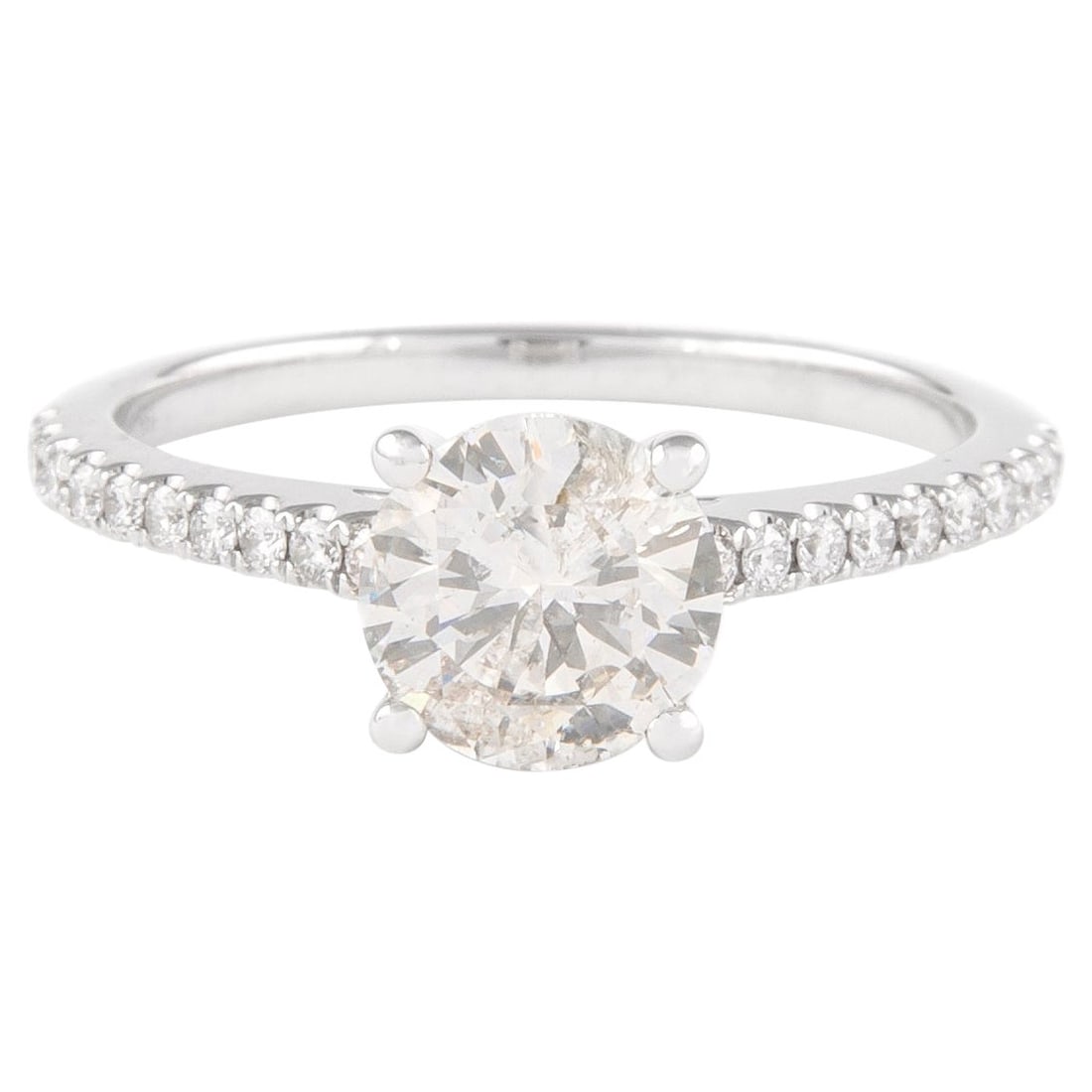 1.12 Carat Round Diamond Engagement Ring 18K White Gold Resizable (1 of 5)