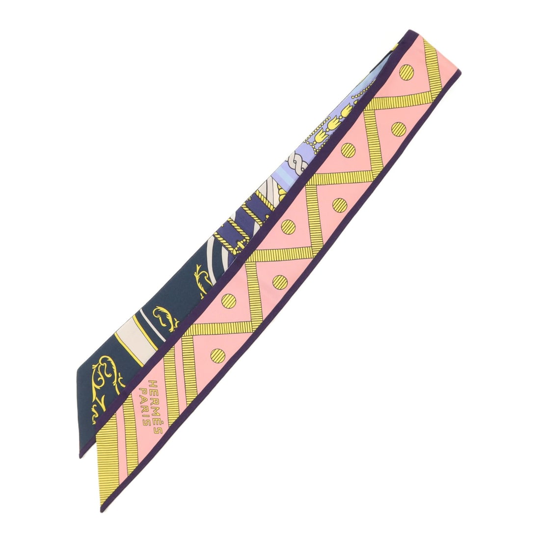 Hermes silk Twilly scarf in purple pink yellow blue (1 of 8)